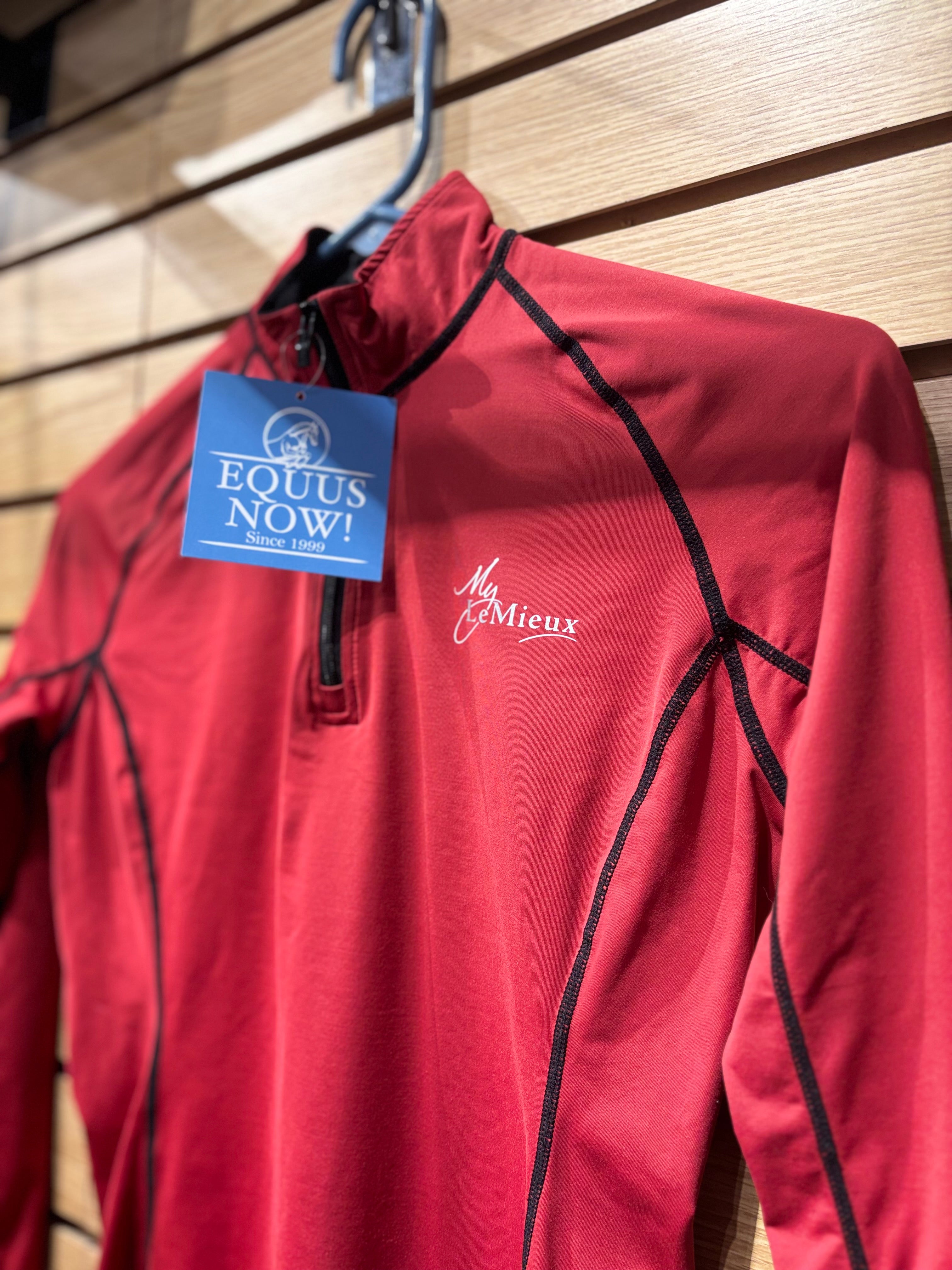 Used XS Red LeMieux Long Sleeve 1/4 Zip Tech Shirt
