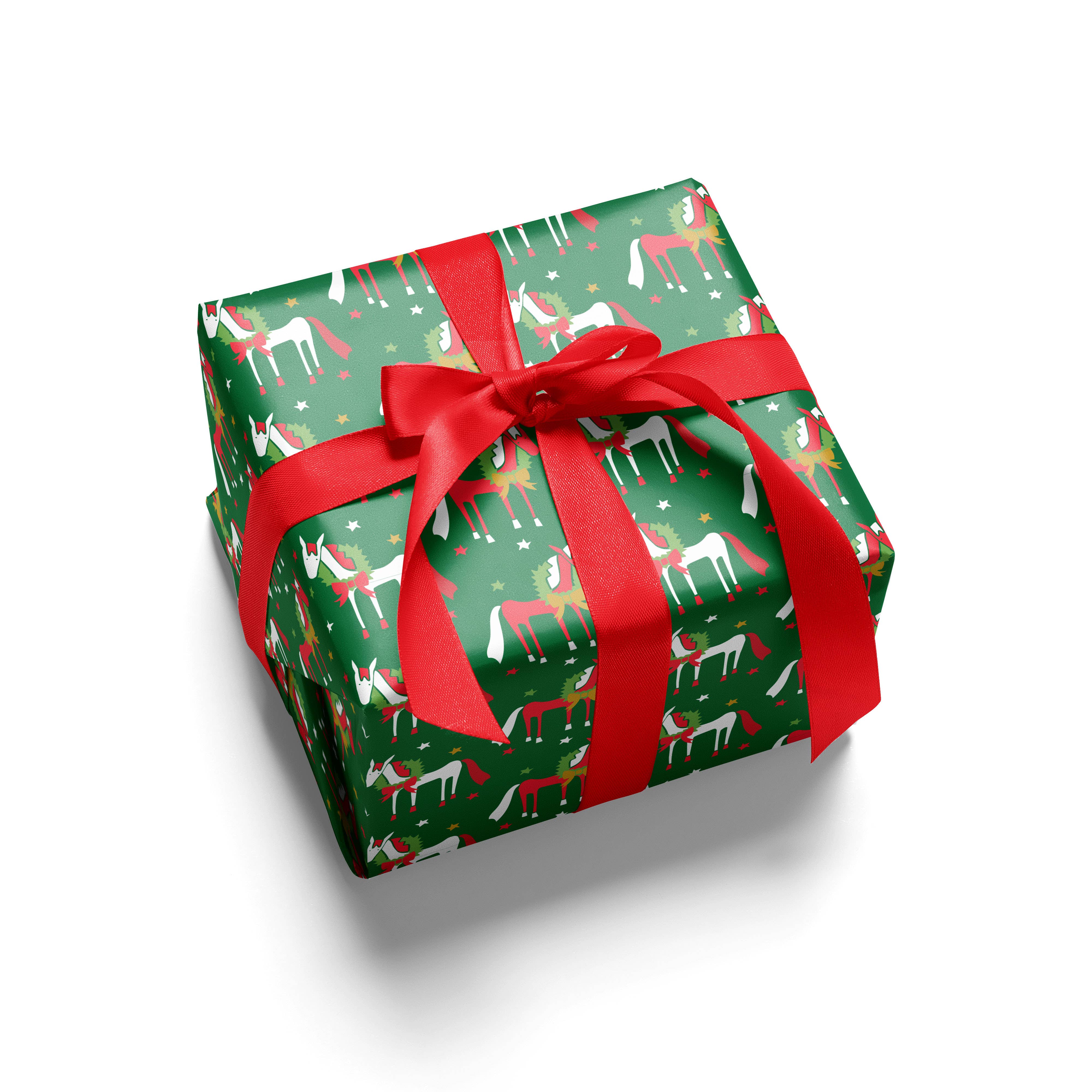 Wreath Ponies Wrapping Paper