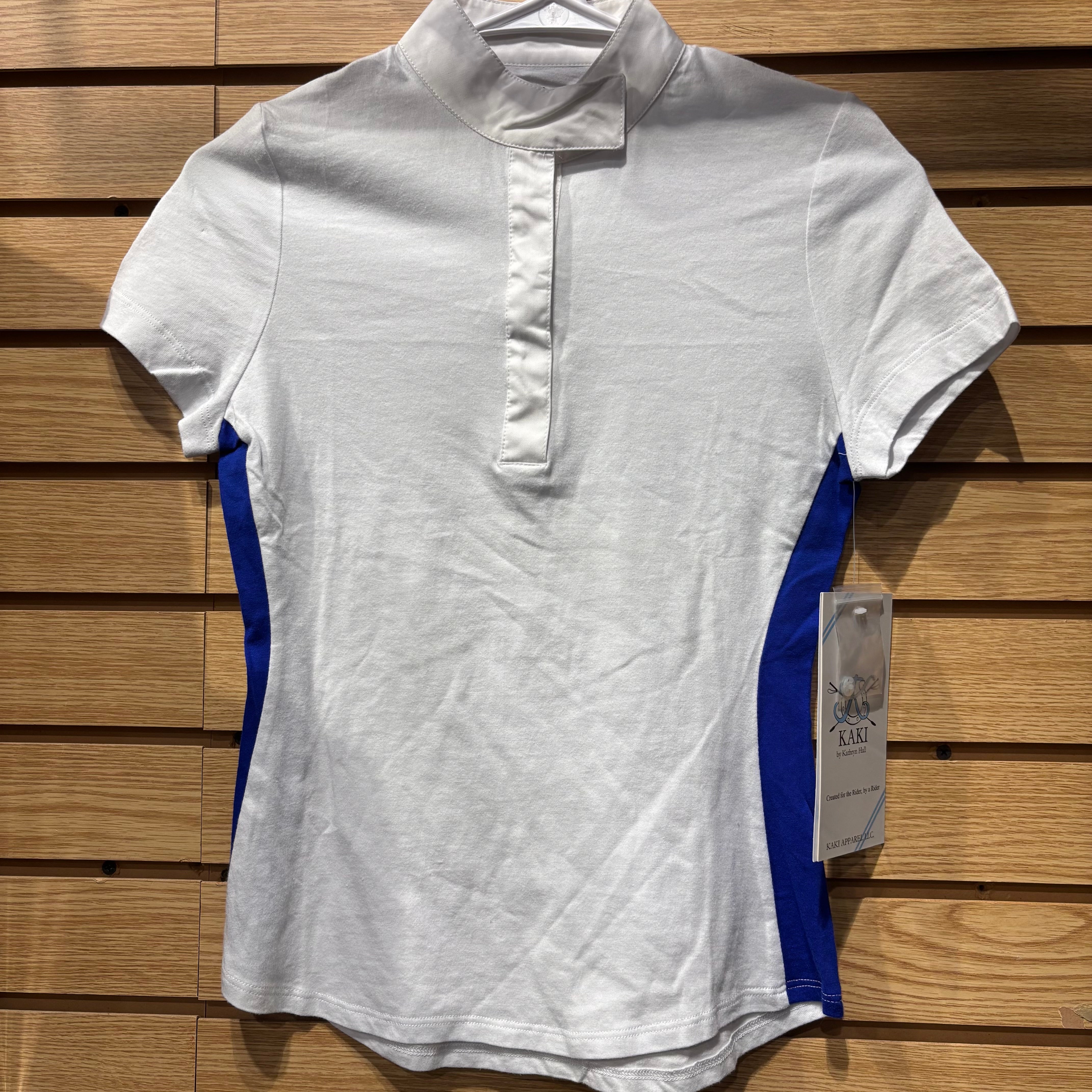Used Girls 12 White KAKI by Katheryn Hall Short Sleeve Show Shirt