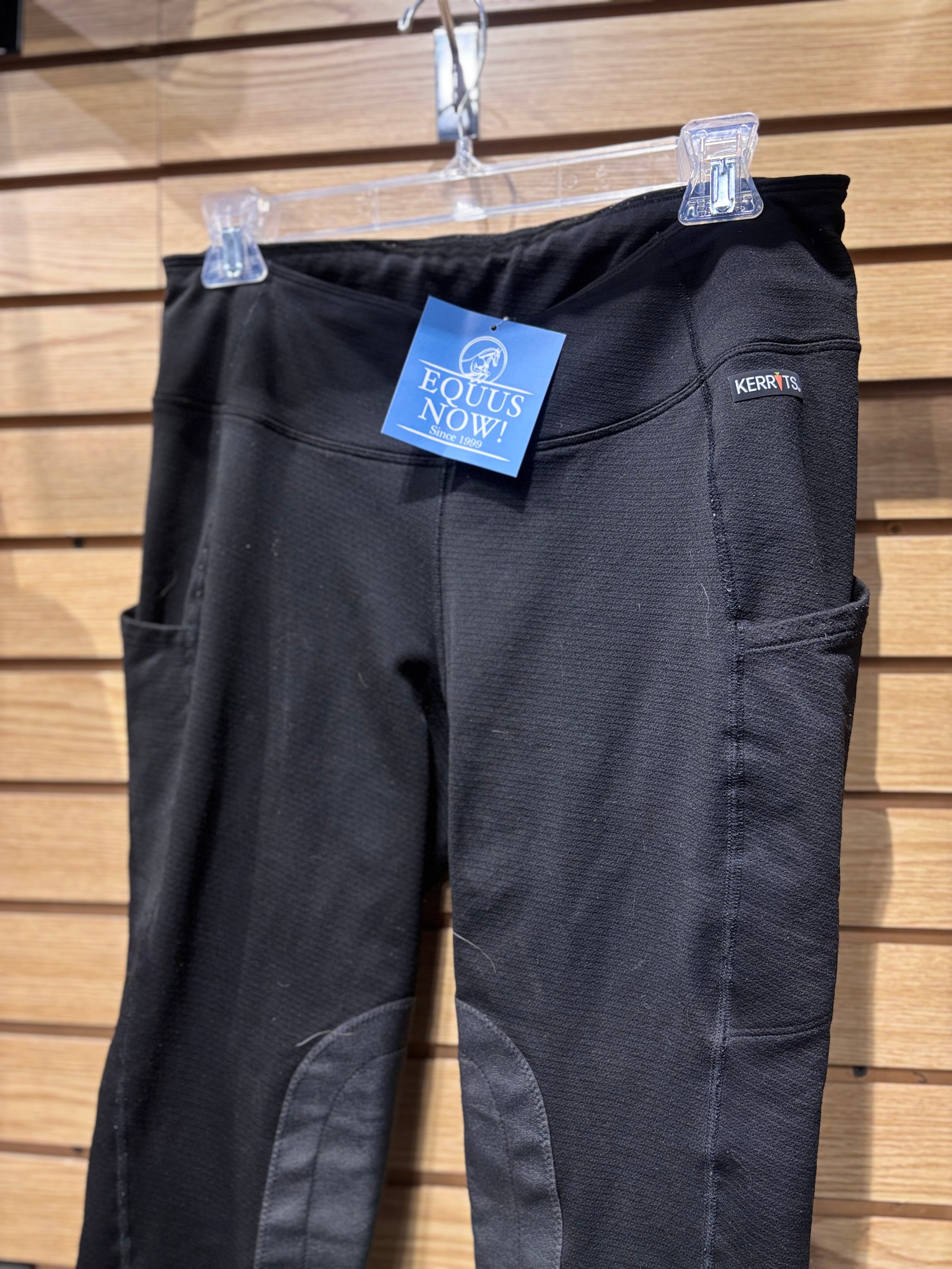 Used Large Black Kerrits Winter Riding Pants Knee Patch