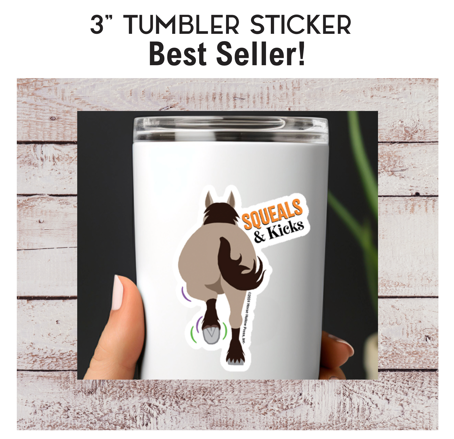 Horse Hollow Press | Pretty Snarky Equestrian Cards|Stickers - Horse Sticker Waterproof 3" | Squeal & Kick | Cello Sleeved