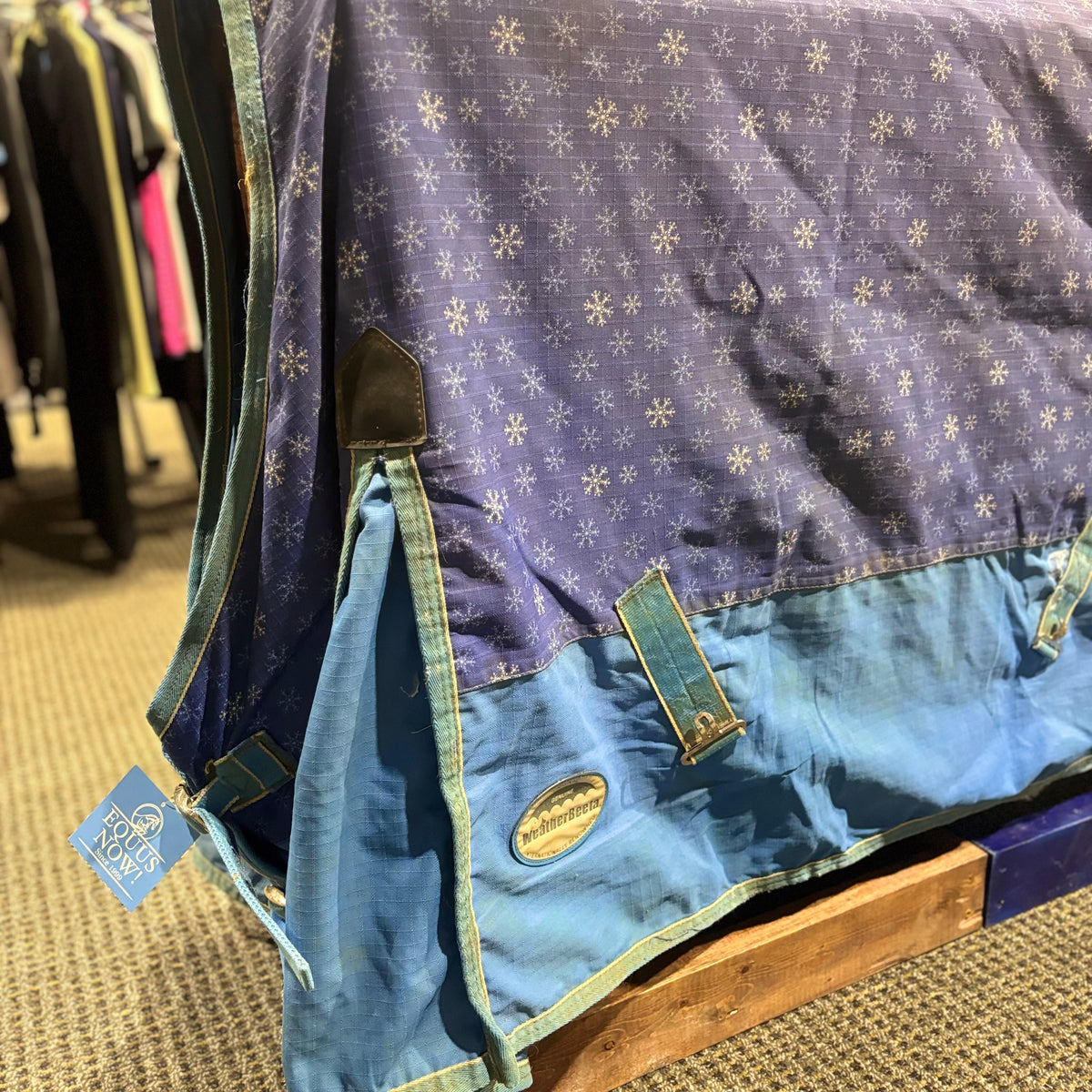 Used 69" Blue Snowflake Weatherbeeta Medium Turnout Blanket