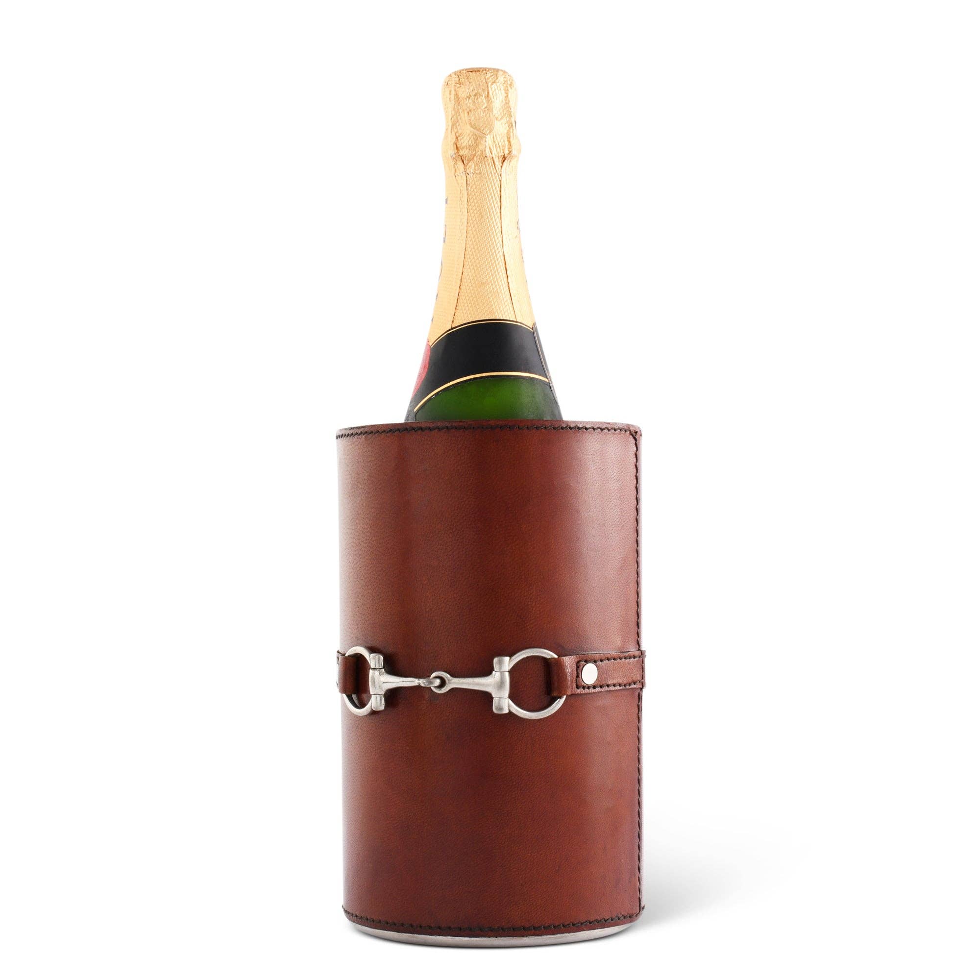Vagabond House - Premium Genuine Leather Bit Wine Bottle Chiller - Stainless Lined