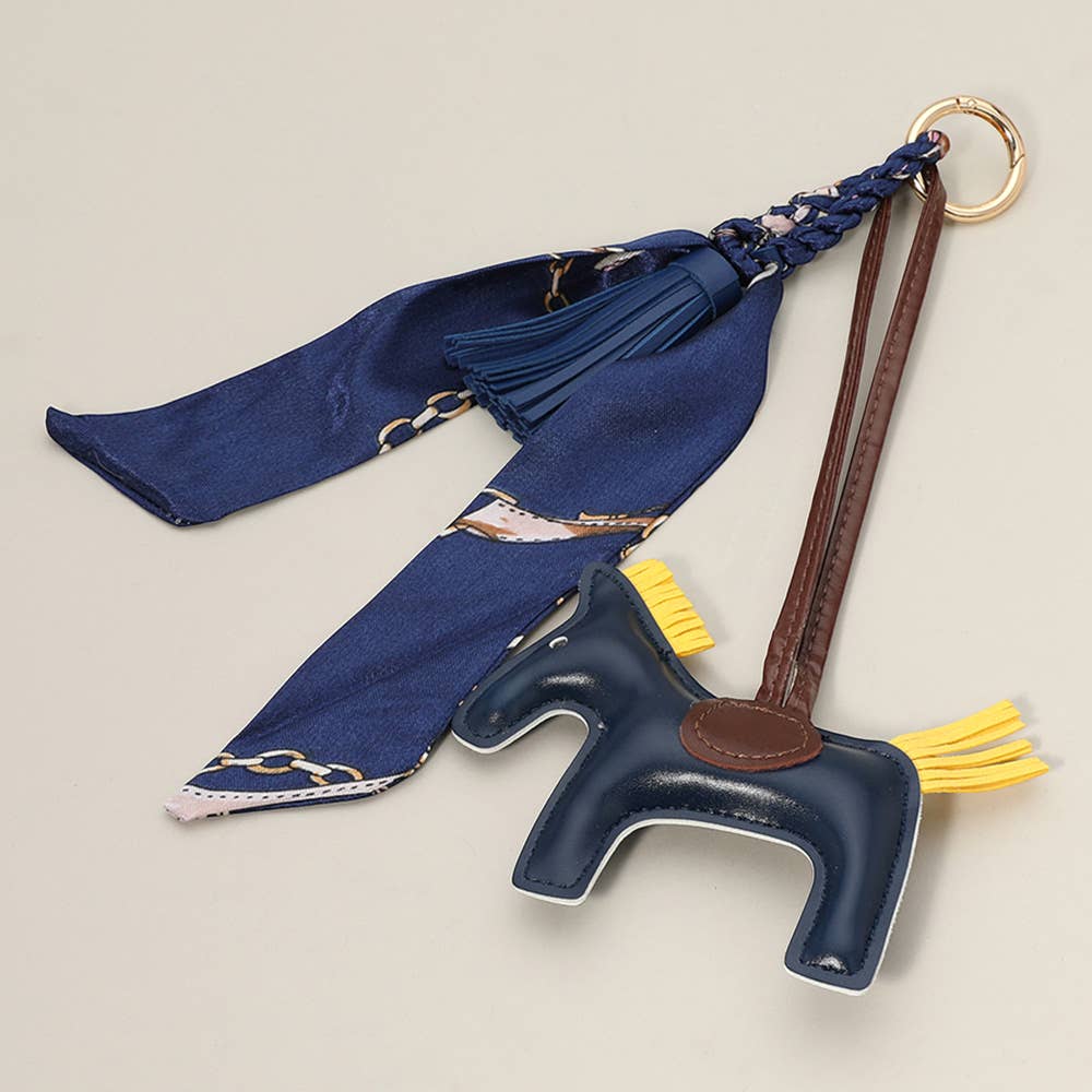 Sensibling Corp. - Faux Leather Horse Tassel Scarf Keychain / Bag Charm