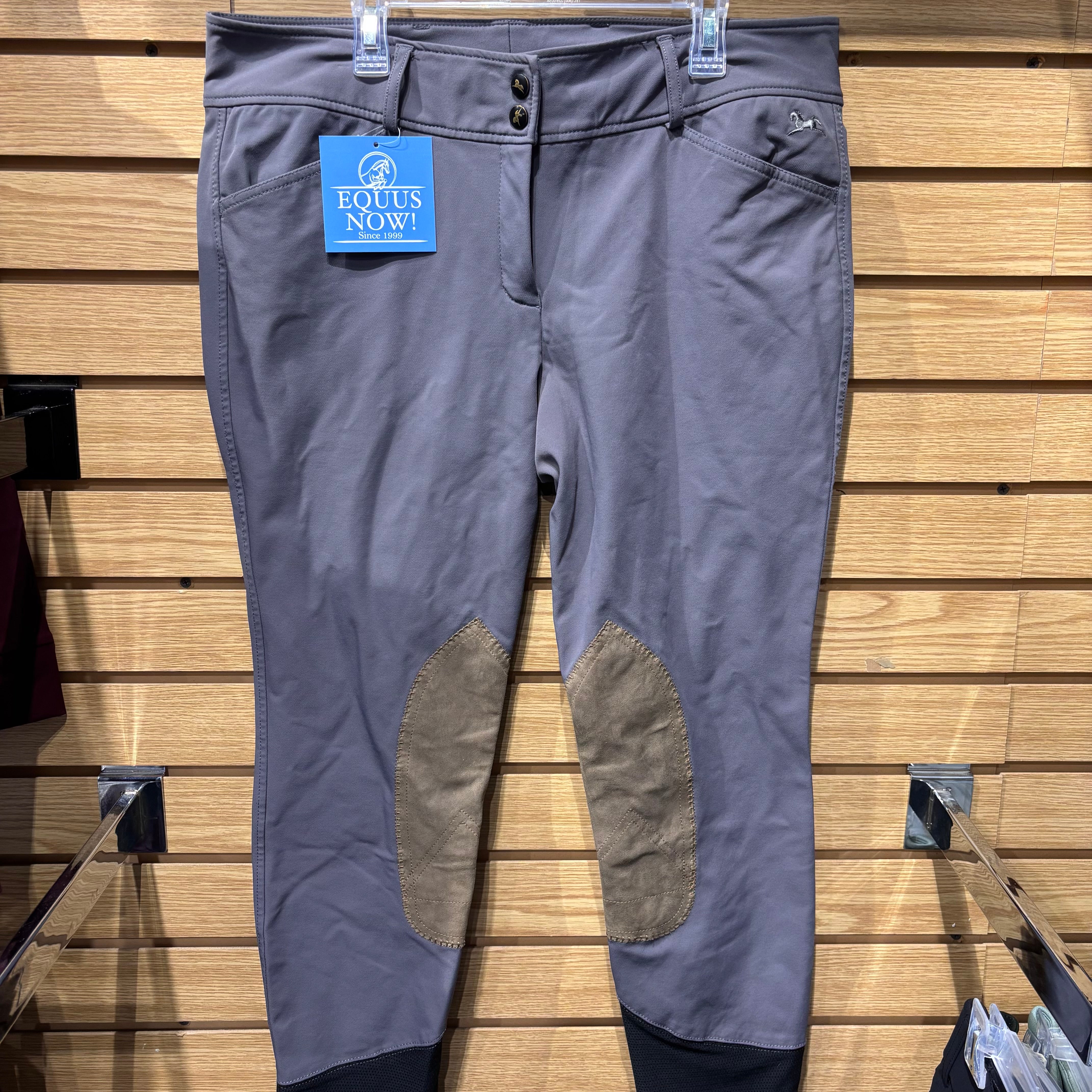 Used 32R RJ Classics Grey Knee Patch Breeches