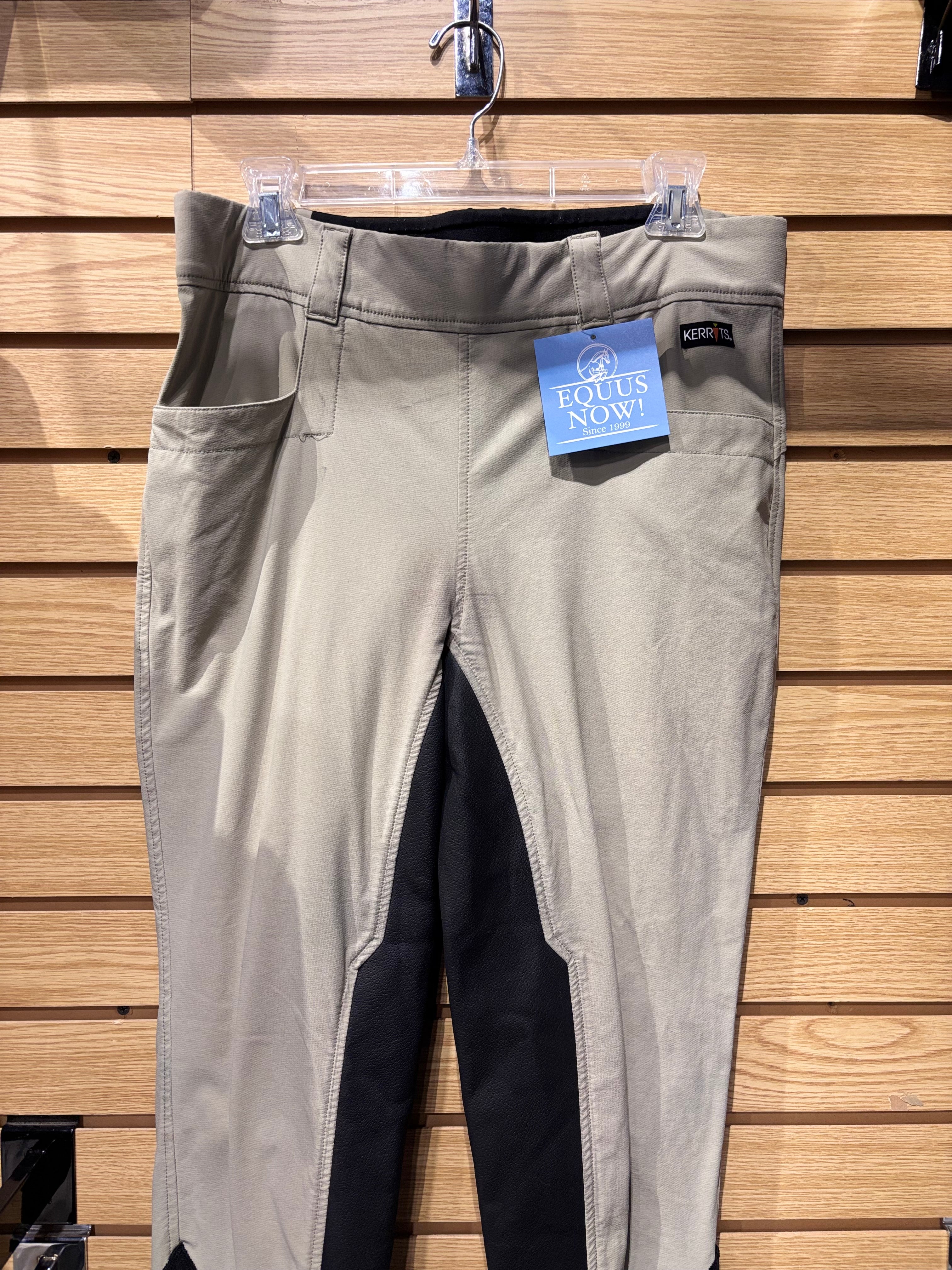 Used Kerrits XL Tan/Black Full Seat Breeches