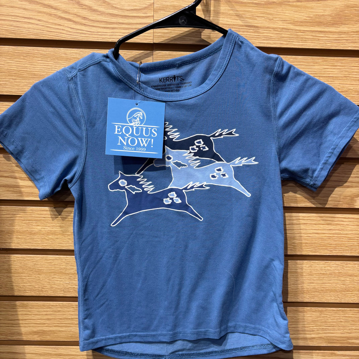 Used Youth Small Blue Painted Horses Kerrits Tee