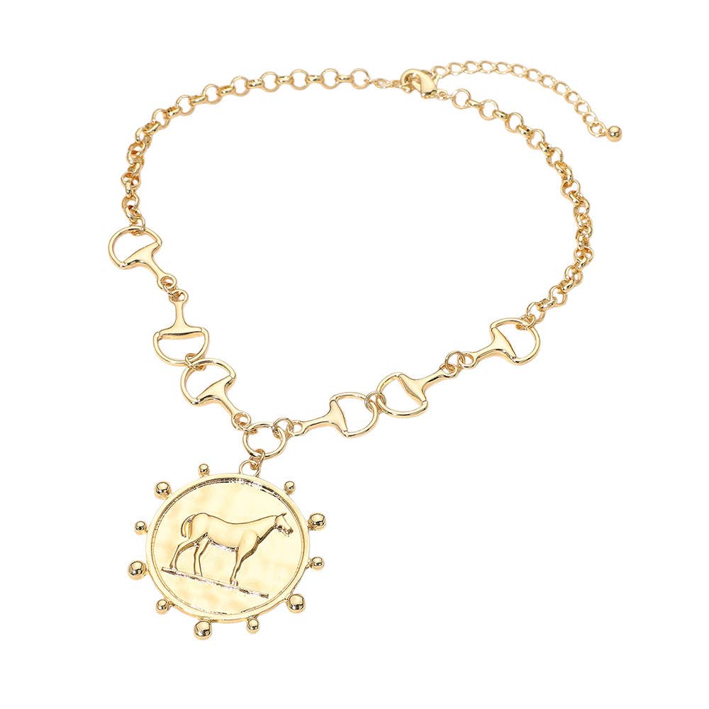 Sensibling Corp. - Horse Medallion Pendant Horsebit Link Chain Necklace