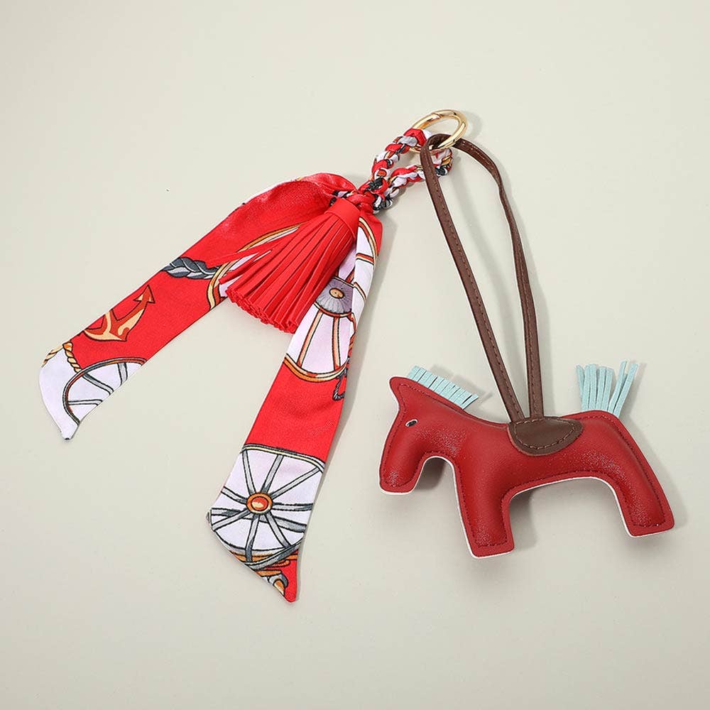 Sensibling Corp. - Faux Leather Horse Tassel Scarf Keychain / Bag Charm