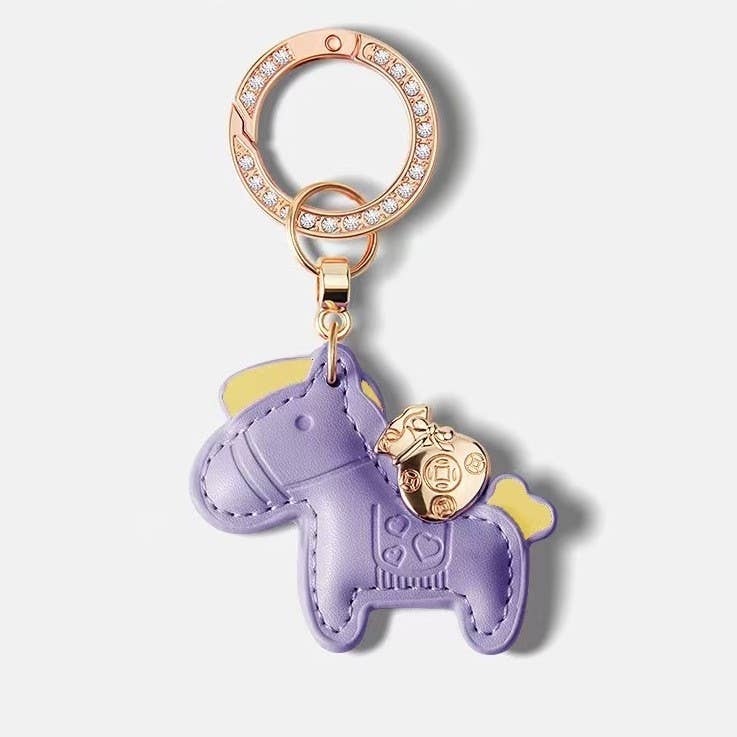 Colorful Leather Horse Keychain with Charm