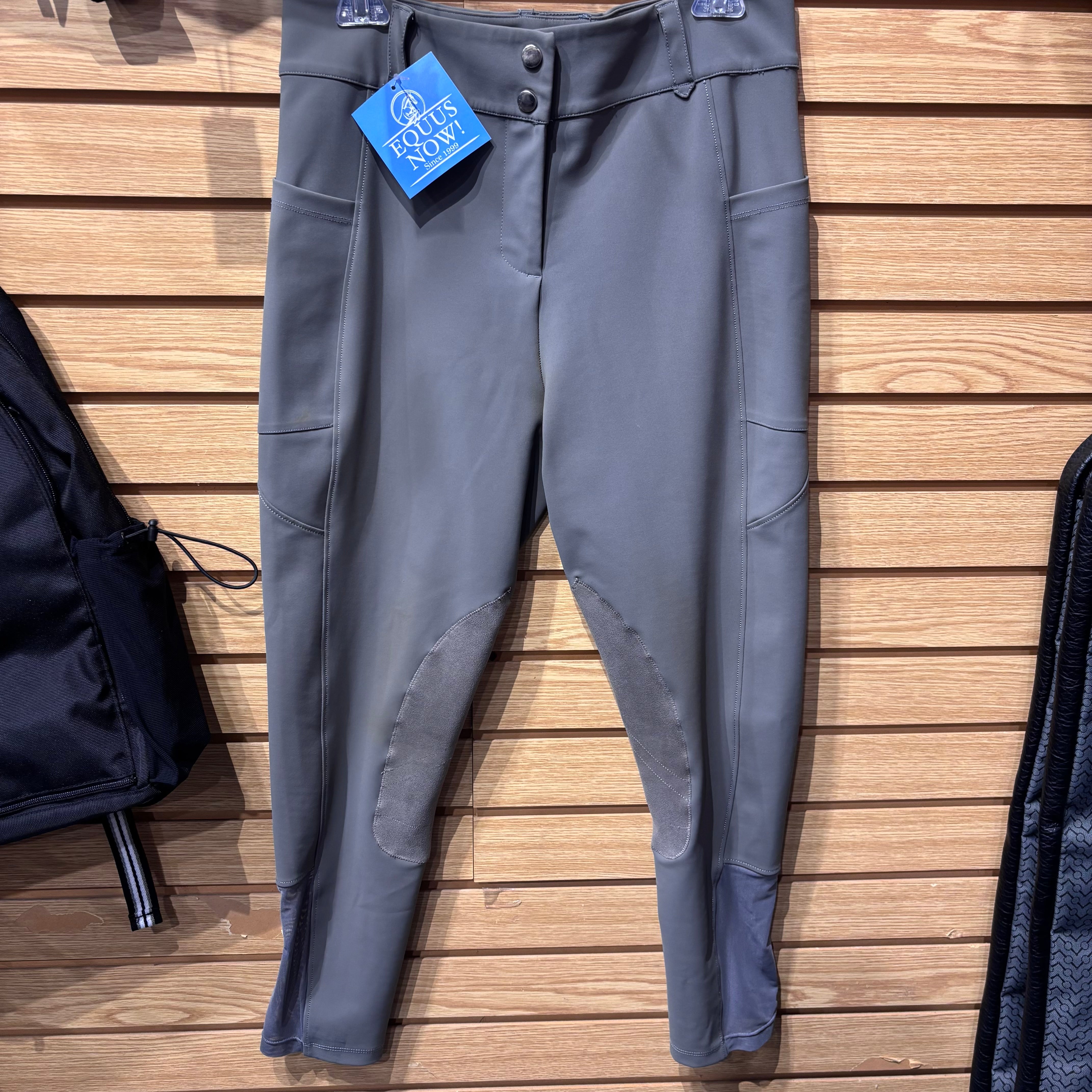 Used Free Ride Equestrian Grey 32 Knee Patch Breeches