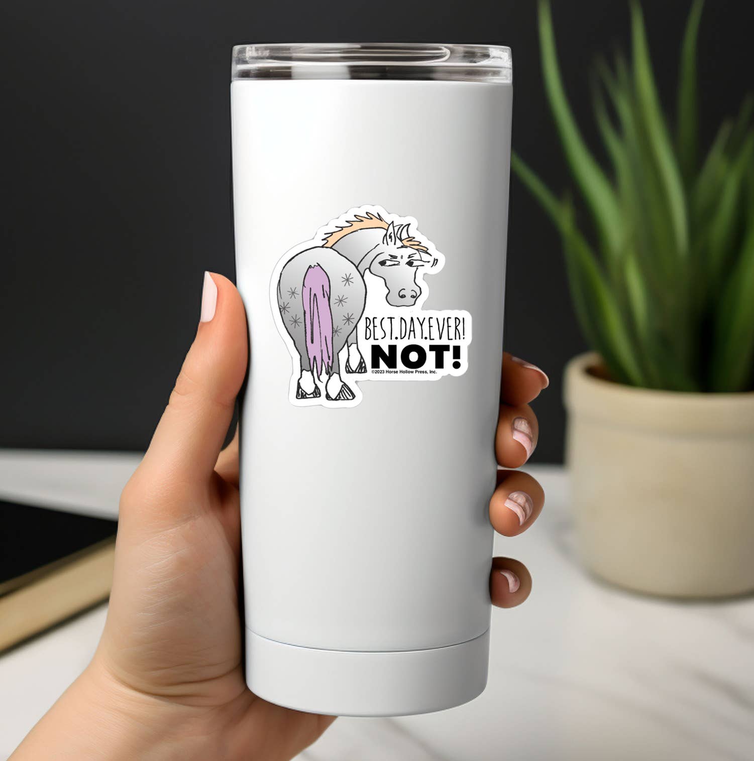 3" Tumbler Horse Sticker / Best Day Ever NOT / WATERPROOF