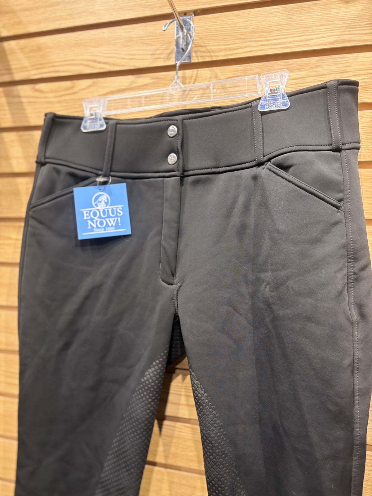 Used 34 Black Horze Fleece Lined Full Seat Winter Breeches