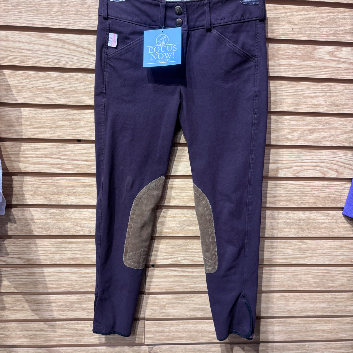 Used Youth 14 Plum Tailored Sportsman Knee Patch Breeches