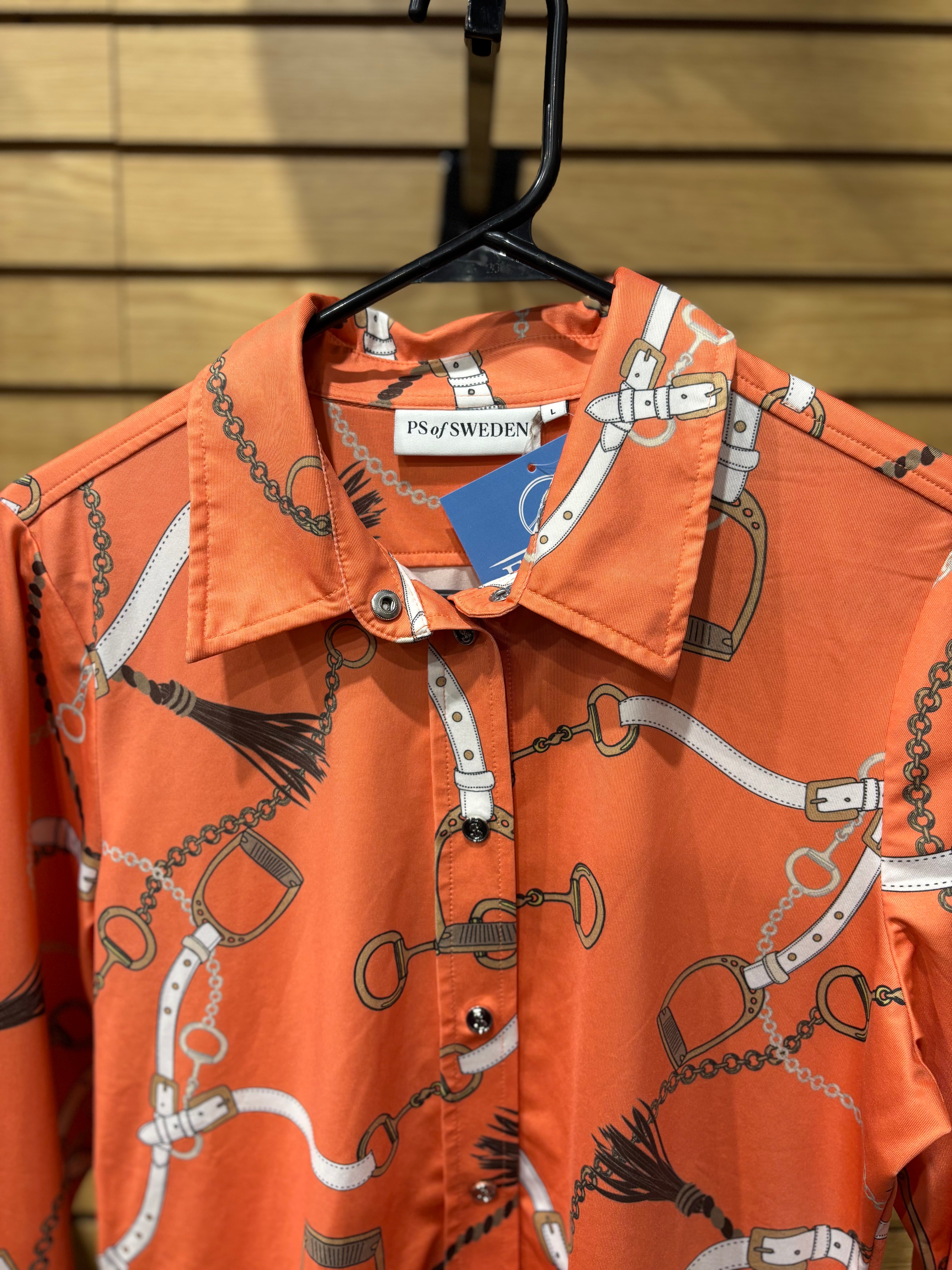 Used PS of Sweden Large Orange/Bits Sun Shirt