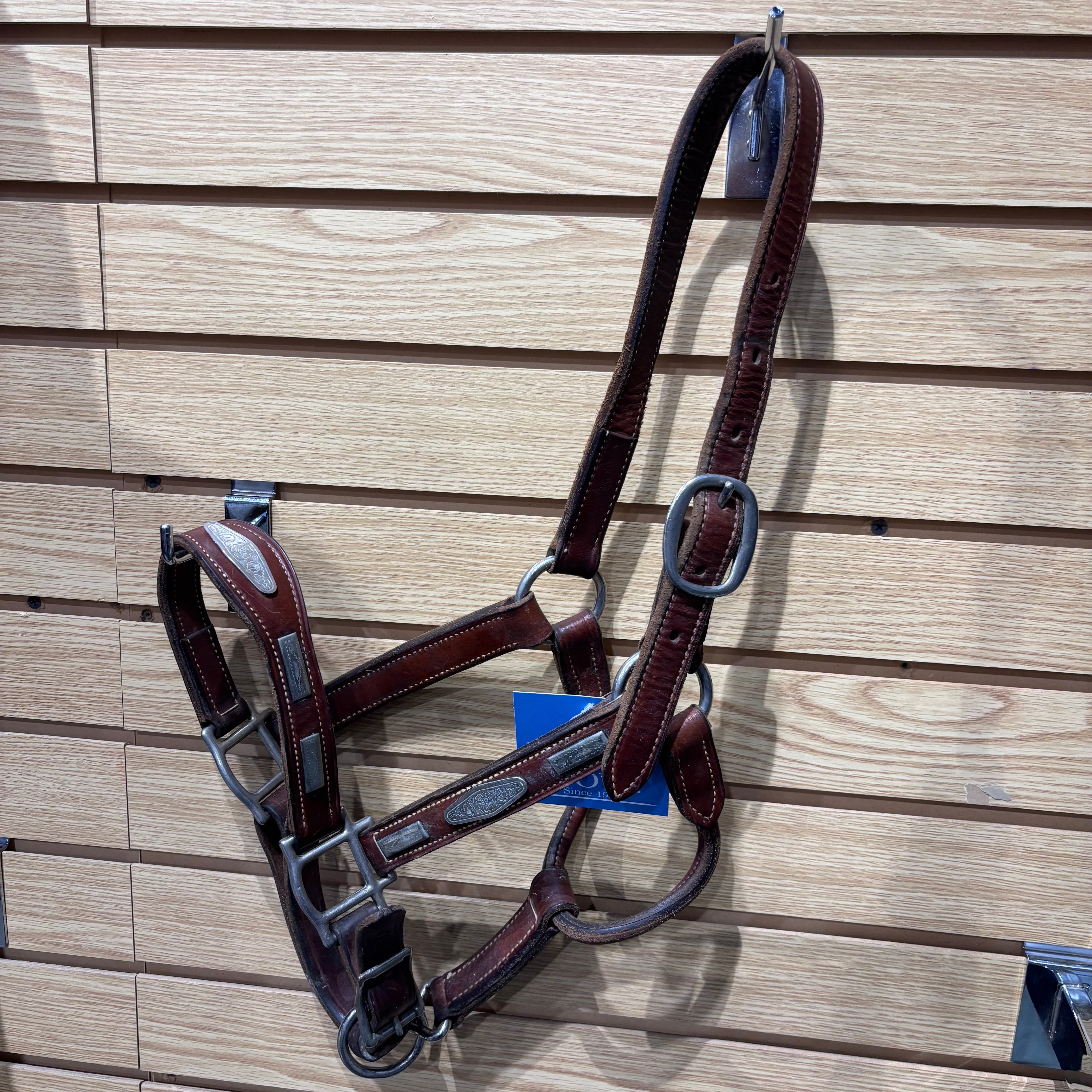 Used Full Brown Western Halter with Silver Accents