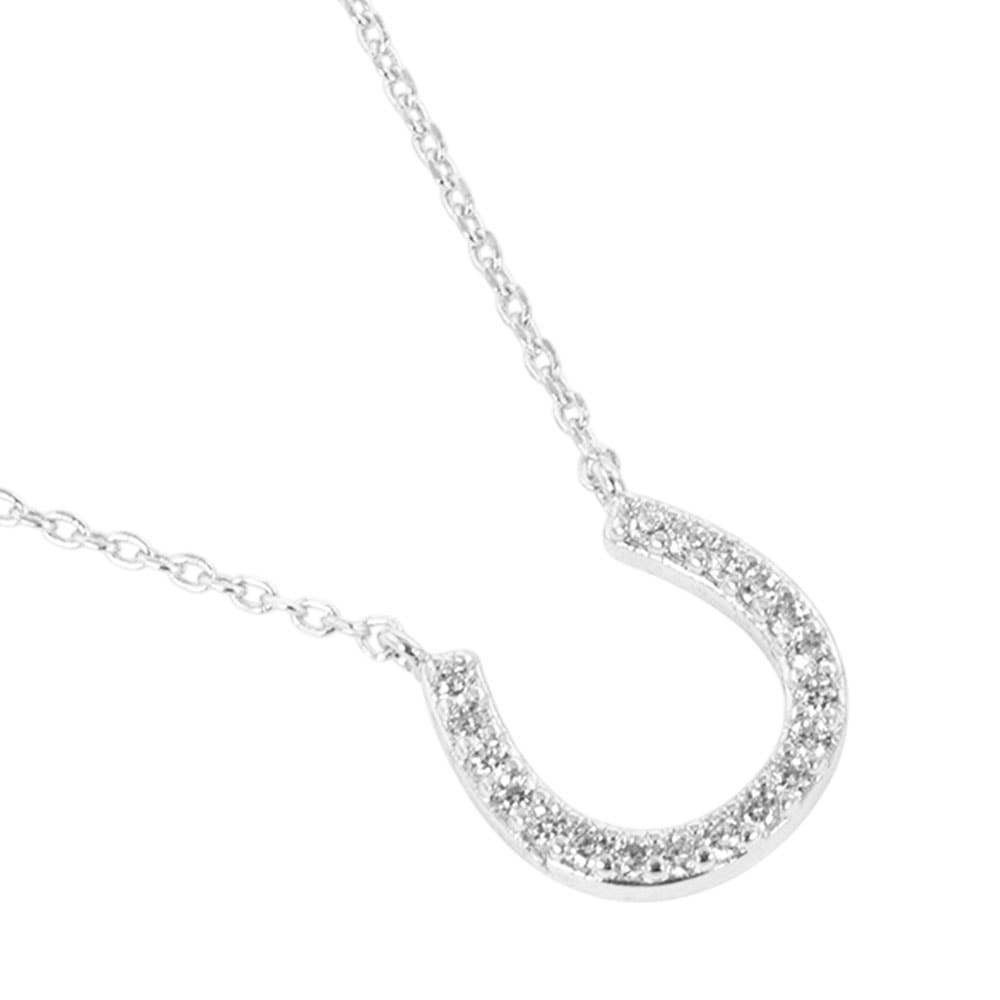 Sensibling Corp. - Gold Dipped CZ Stone Paved Horseshoe Pendant Necklace