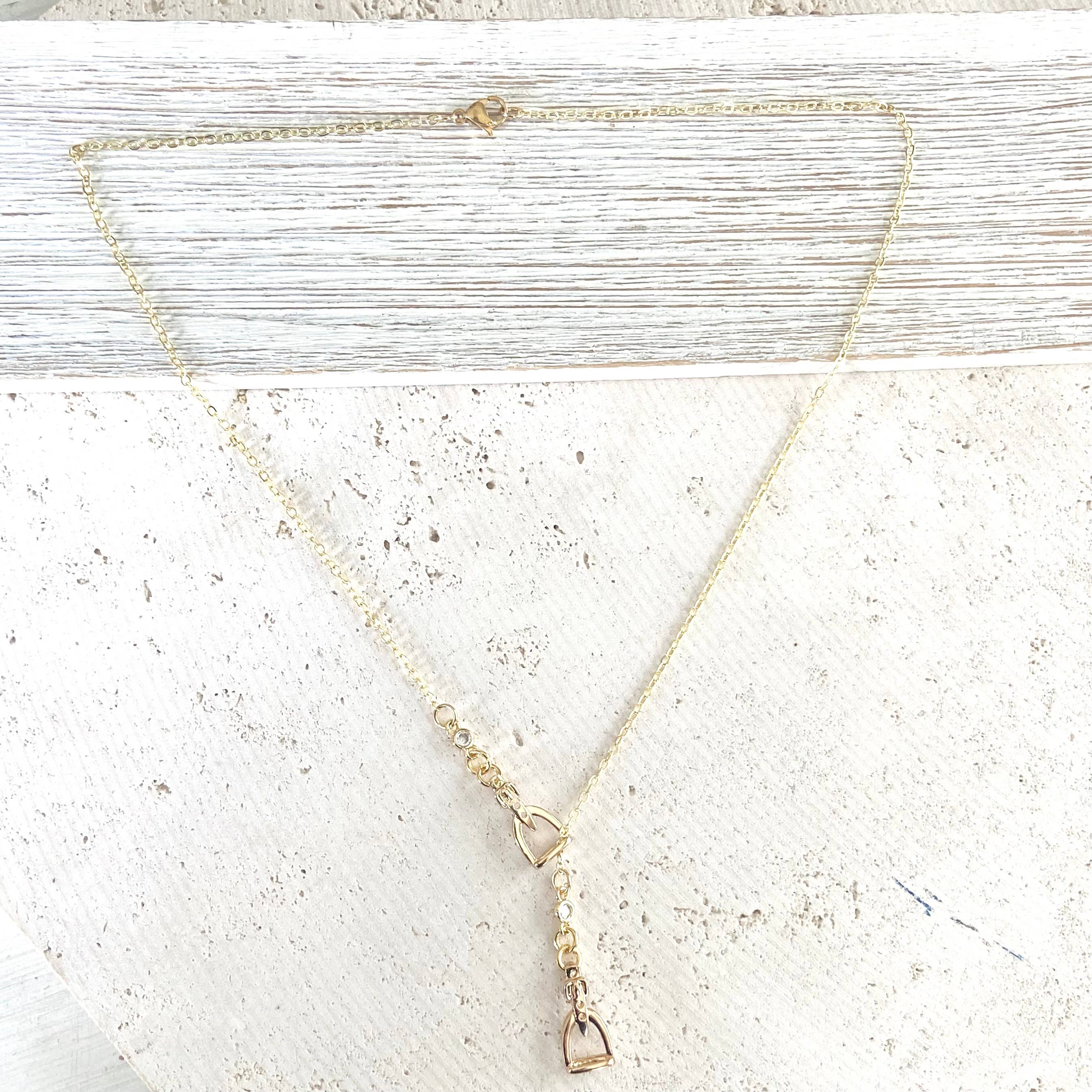 VB&CO Designs Handmade Jewelry - Equestrian jewelry Y style horse bit stirrup necklace
