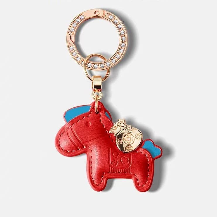 Colorful Leather Horse Keychain with Charm