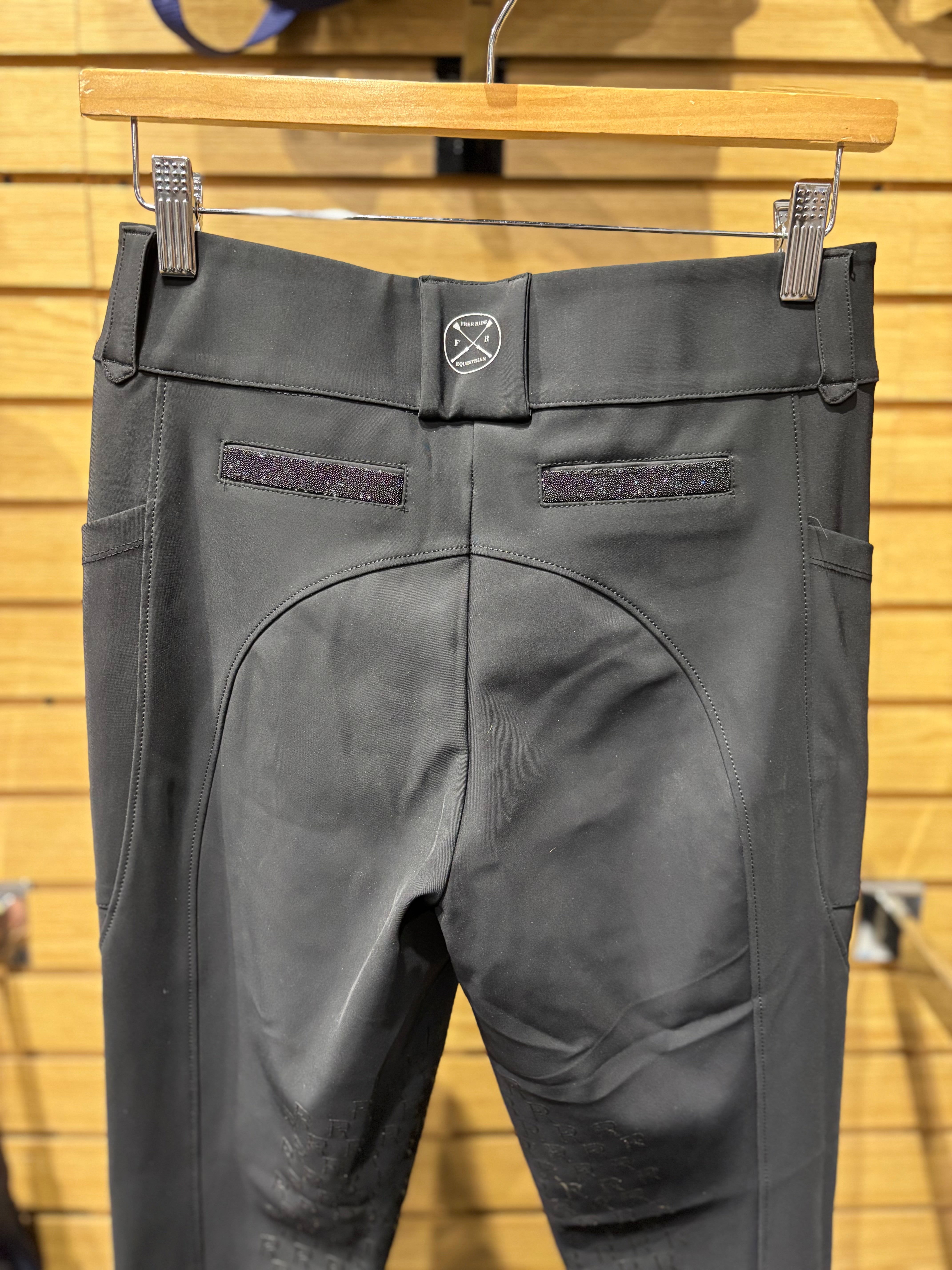 Used Free Ride Equestrian 28 Black Knee Patch Breeches