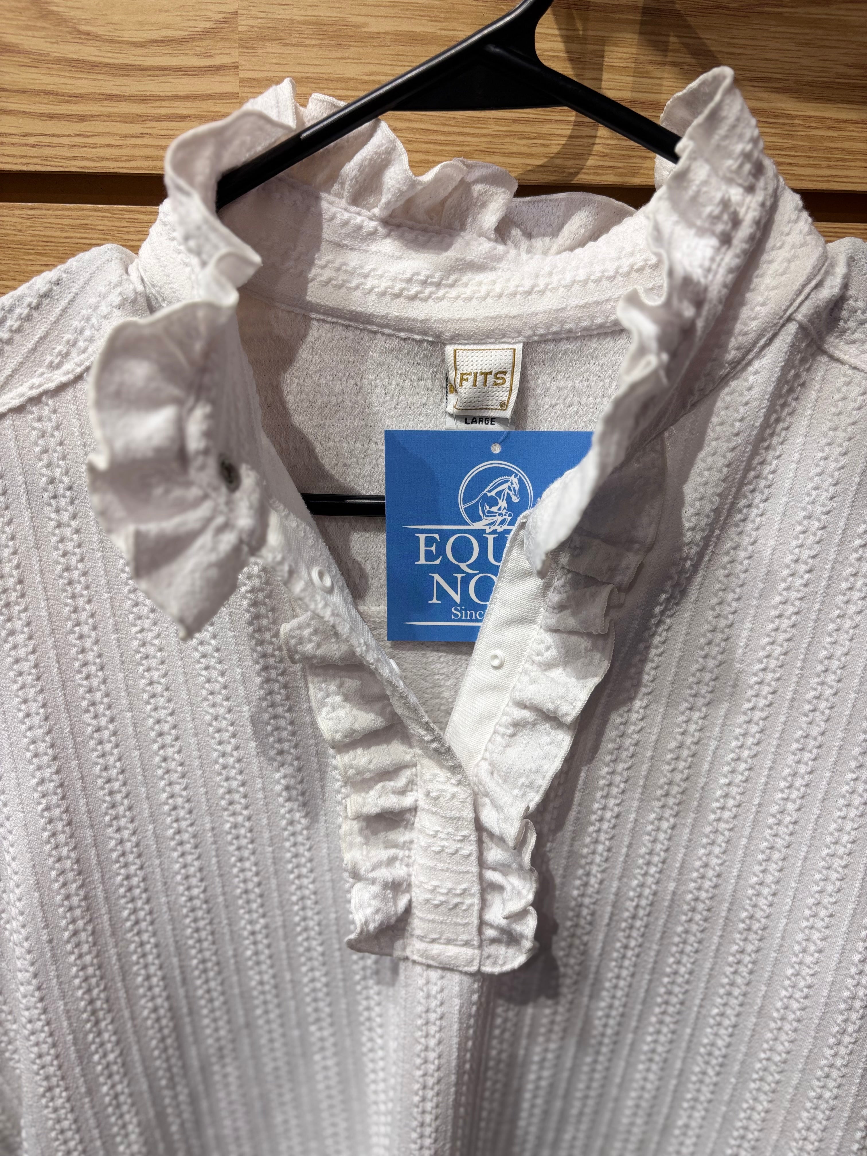 Used Large White FITS Ruffle Show Shirt