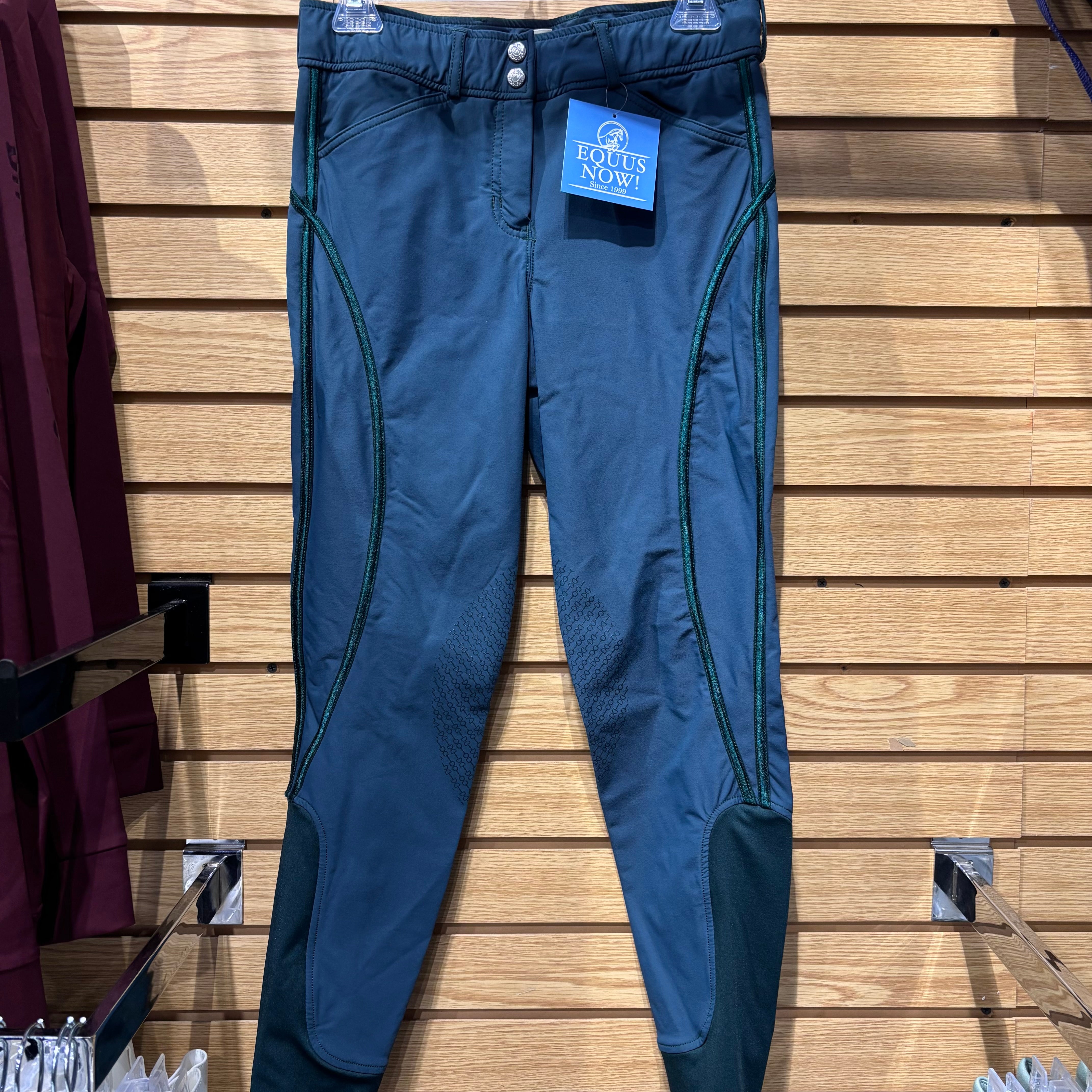 Used 28 Green Dover Saddlery Silicone Knee Patch Breeches
