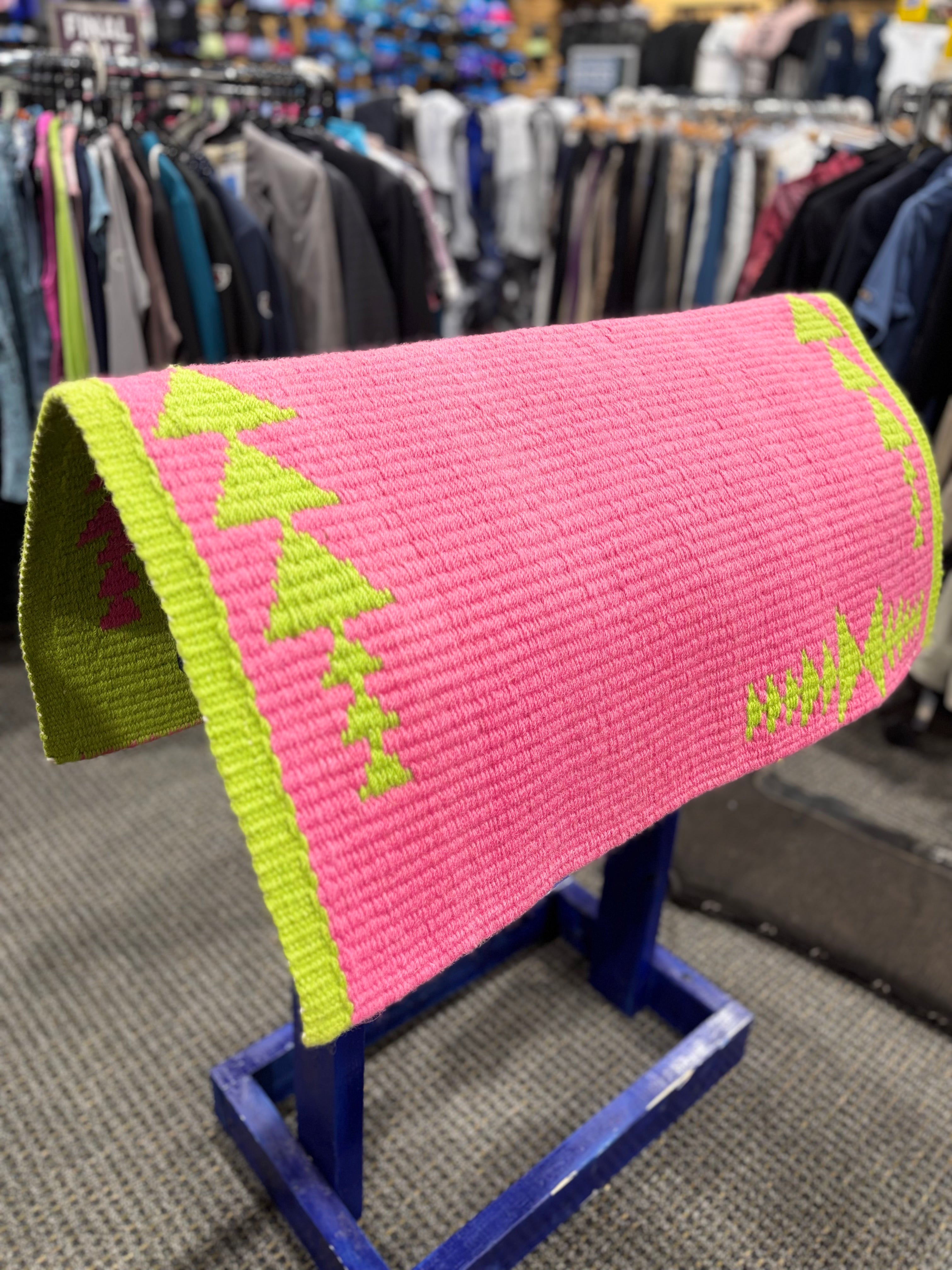 Used Lime Green/Pink Wool Saddle Pad