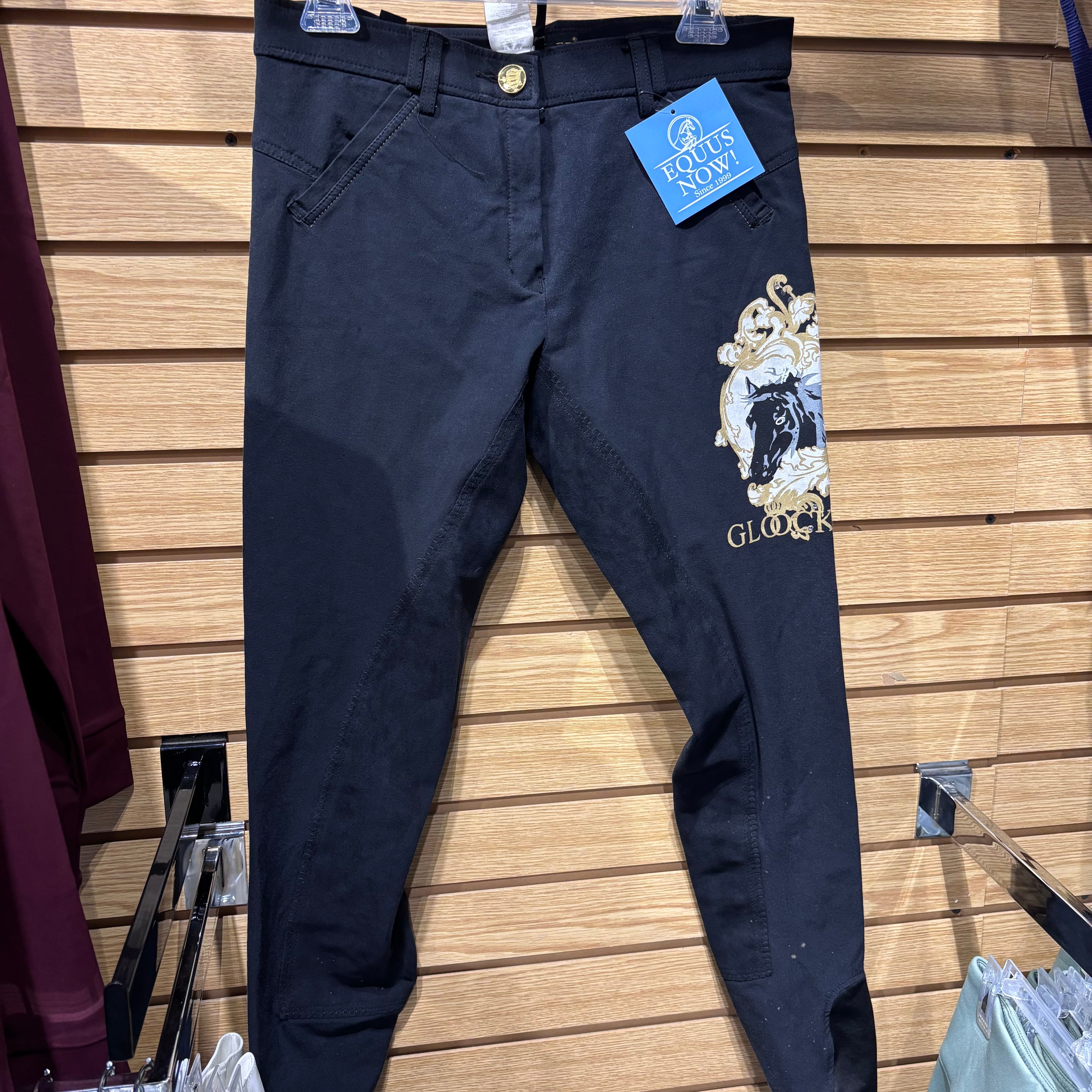 Used 28 Black Gloockler HKM Full Seat Breeches