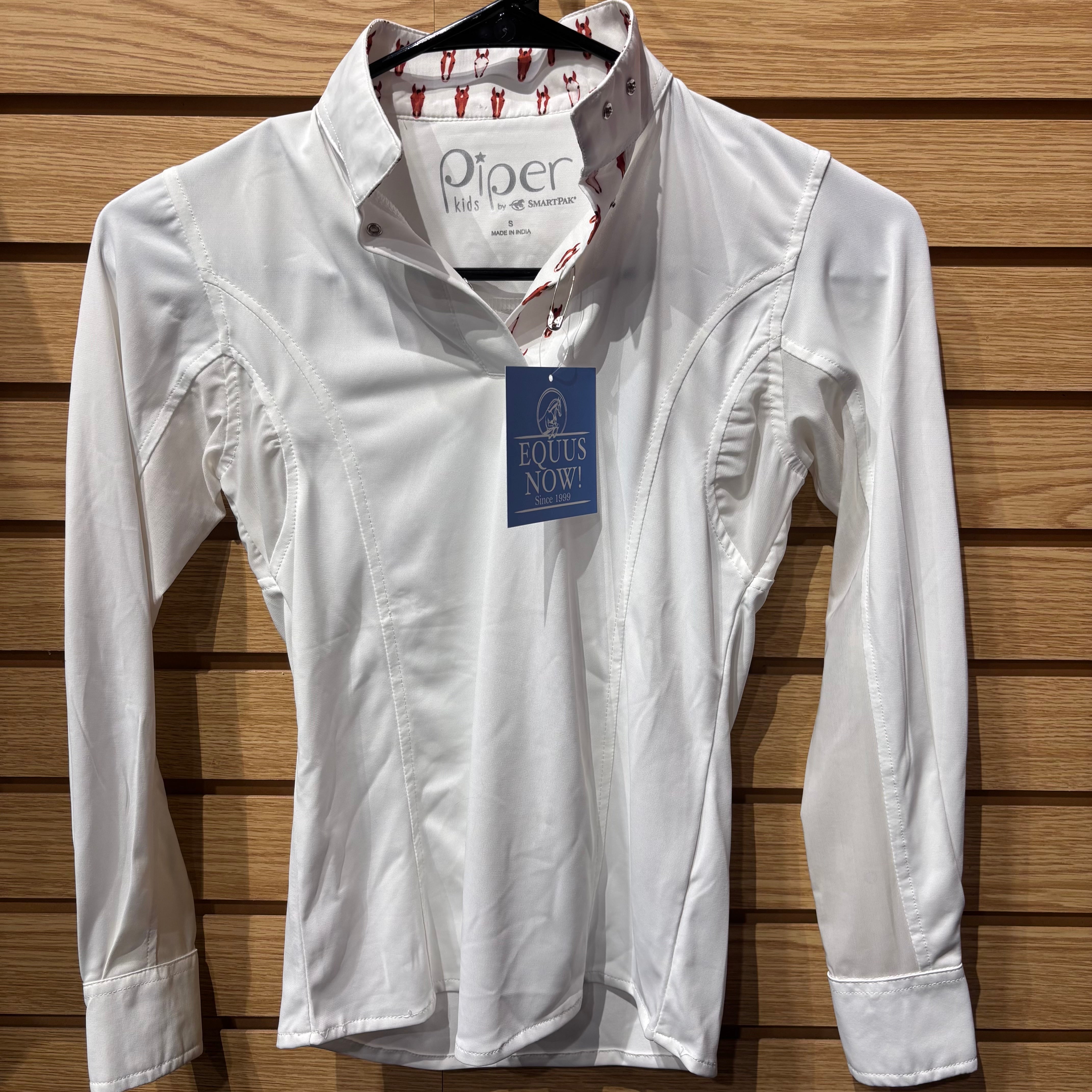 Used Youth Small White/Horse Print Piper by SmartPak Show Shirt