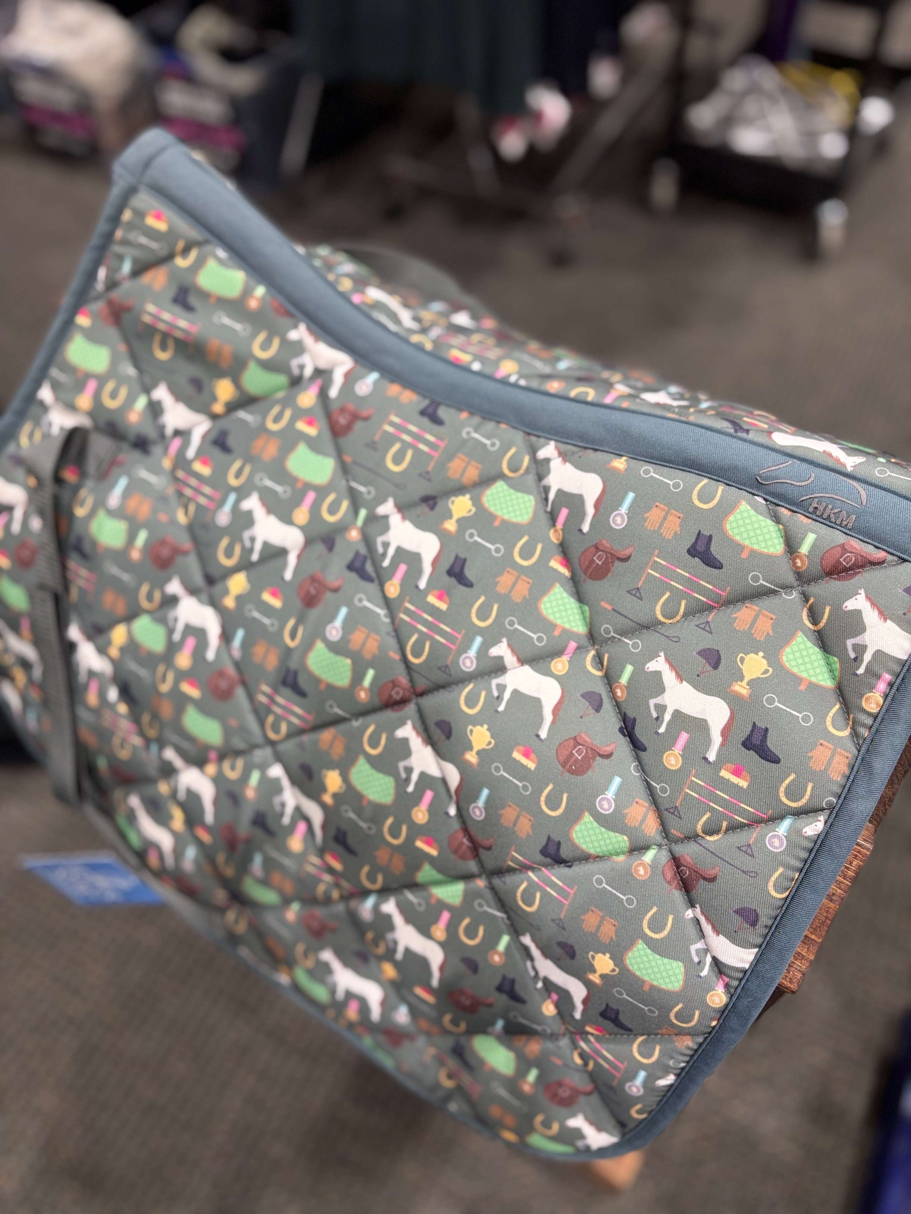 Used Pony Green/Horse Print HKM Saddle Pad