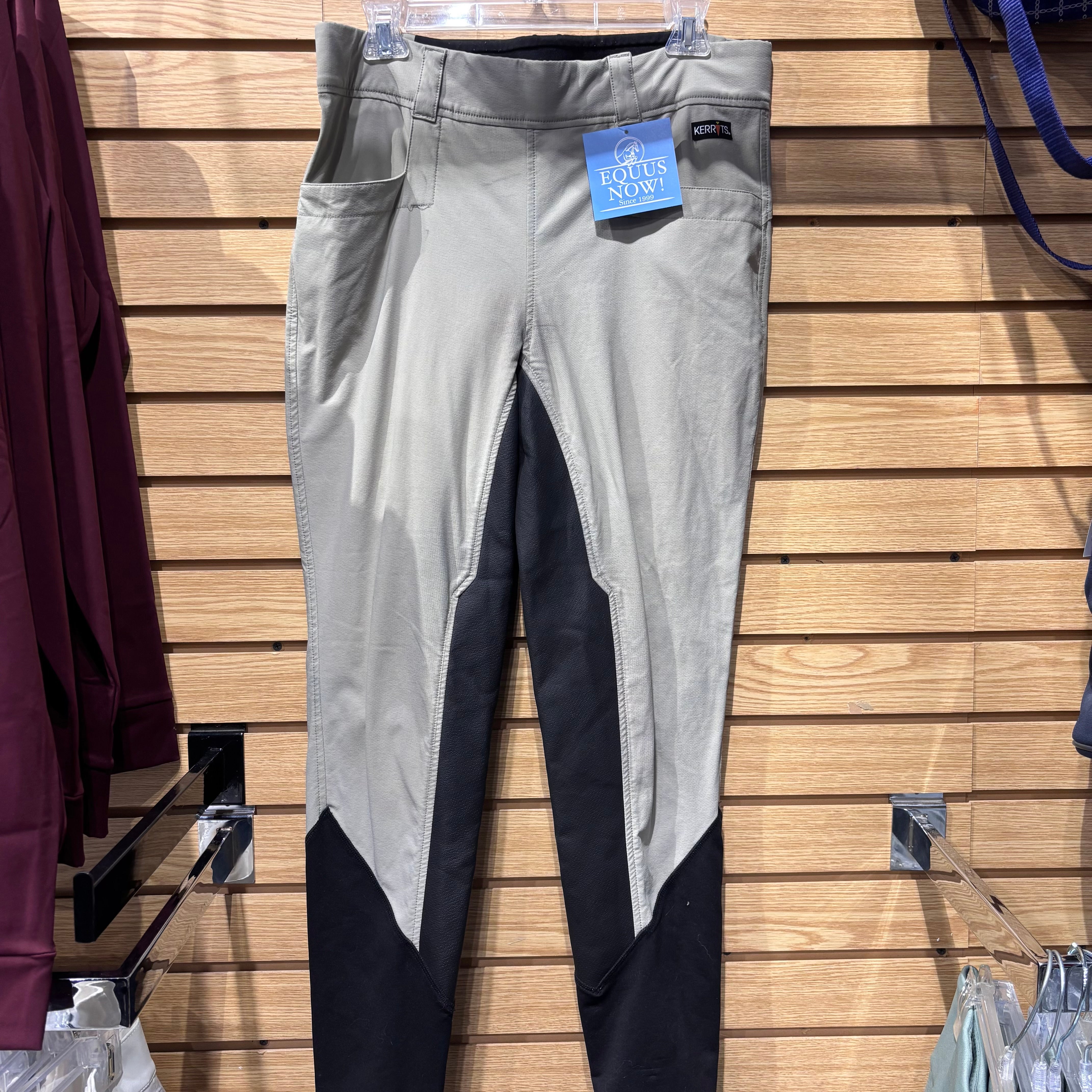 Used Kerrits XL Tan/Black Full Seat Breeches
