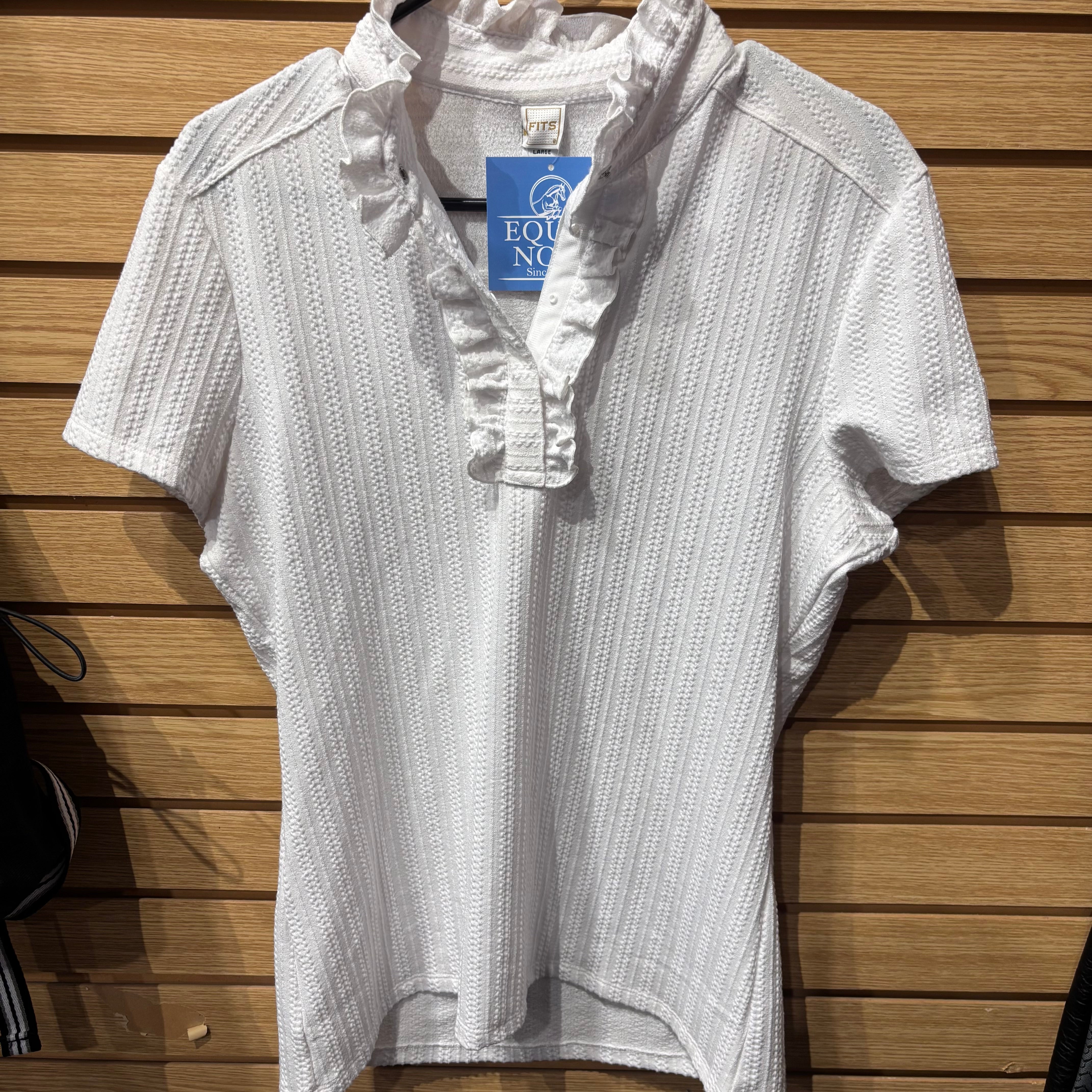Used Large White FITS Ruffle Show Shirt