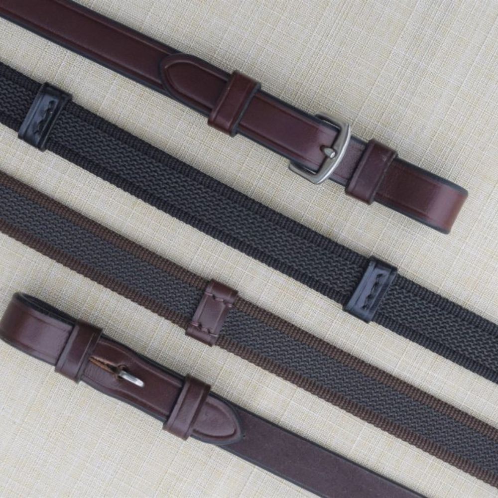 KL Select 5/8" Black Oak Monkey Grip Reins With Stops