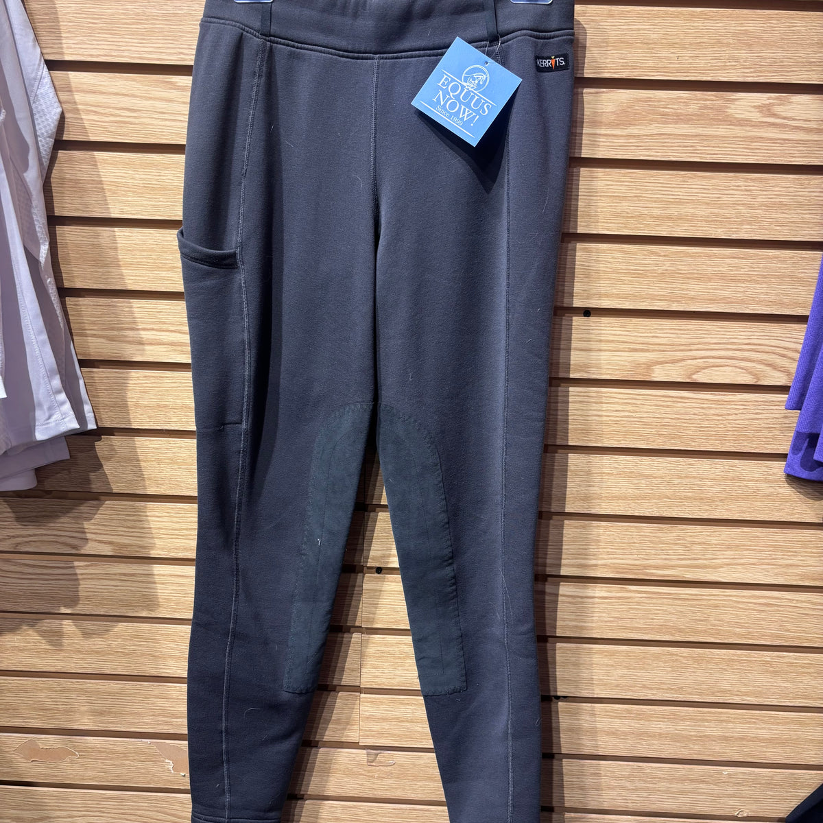Used Large Grey Kerrits Knee Patch Winter Tights