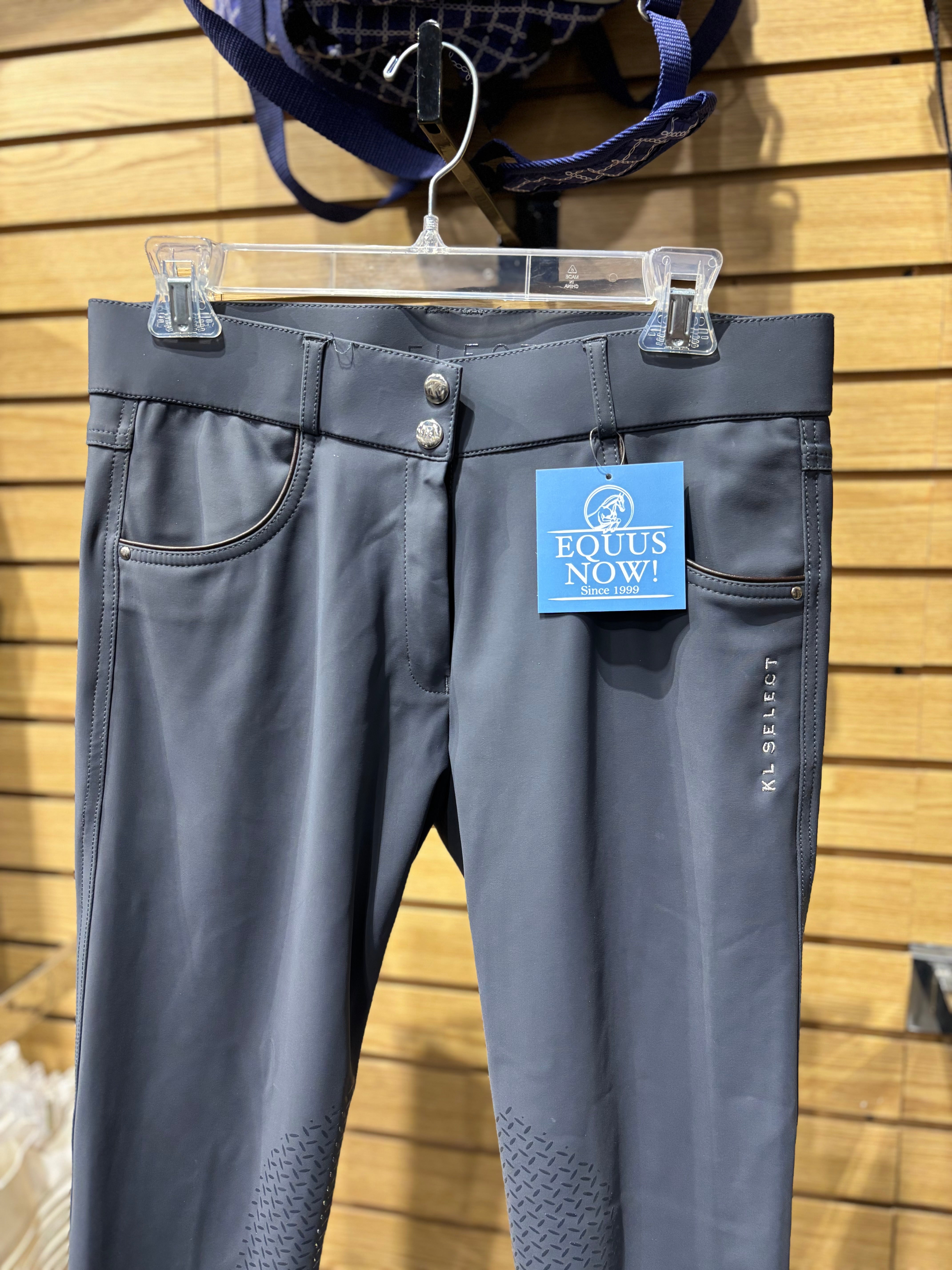 Used KL Select 30R Slate Knee Patch Breeches