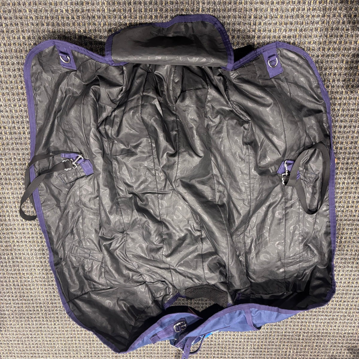 Used 52" Blue Plaid Schneiders Medium Turnout Blanket