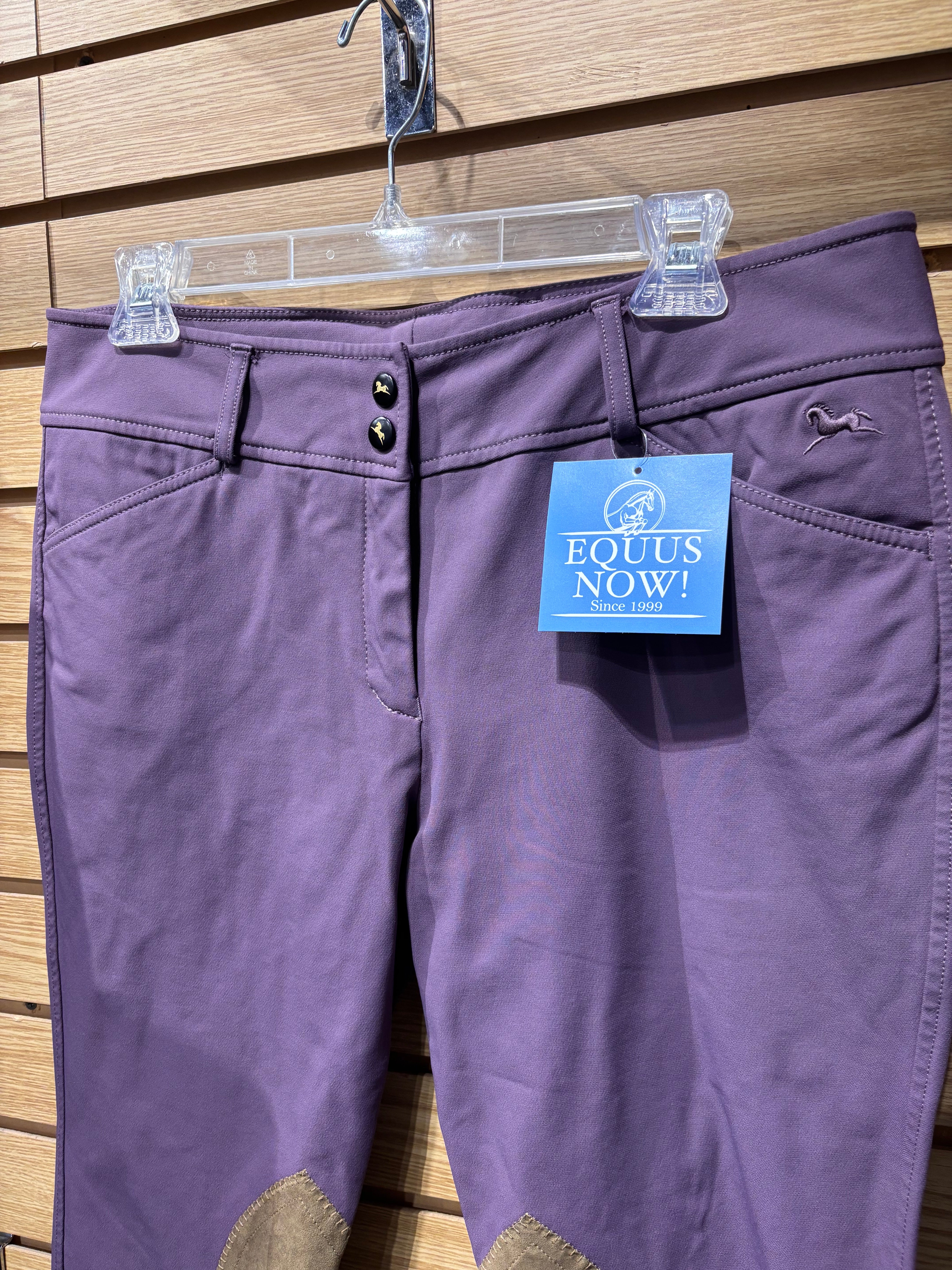 Used 32R RJ Classics Plum Knee Patch Breeches