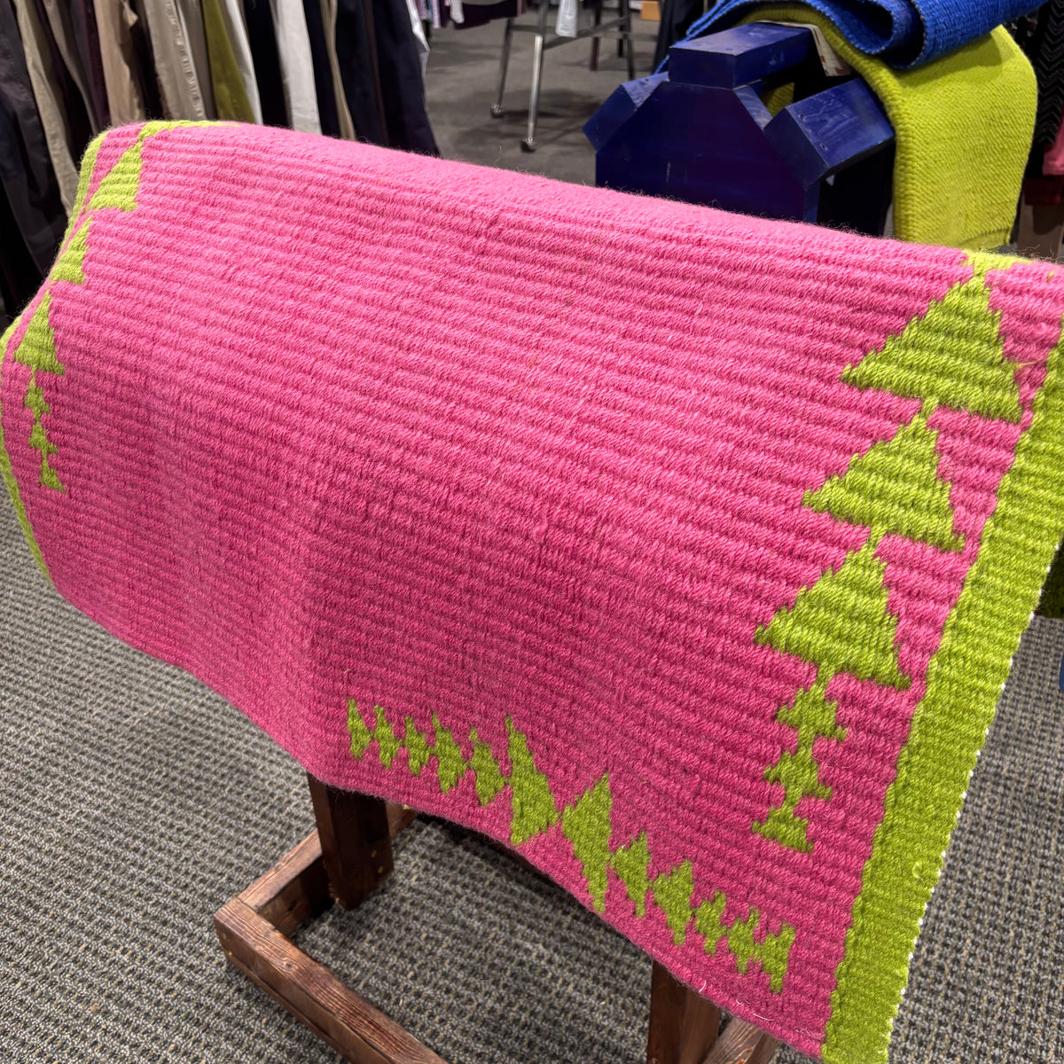 Used Lime Green/Pink Wool Saddle Pad