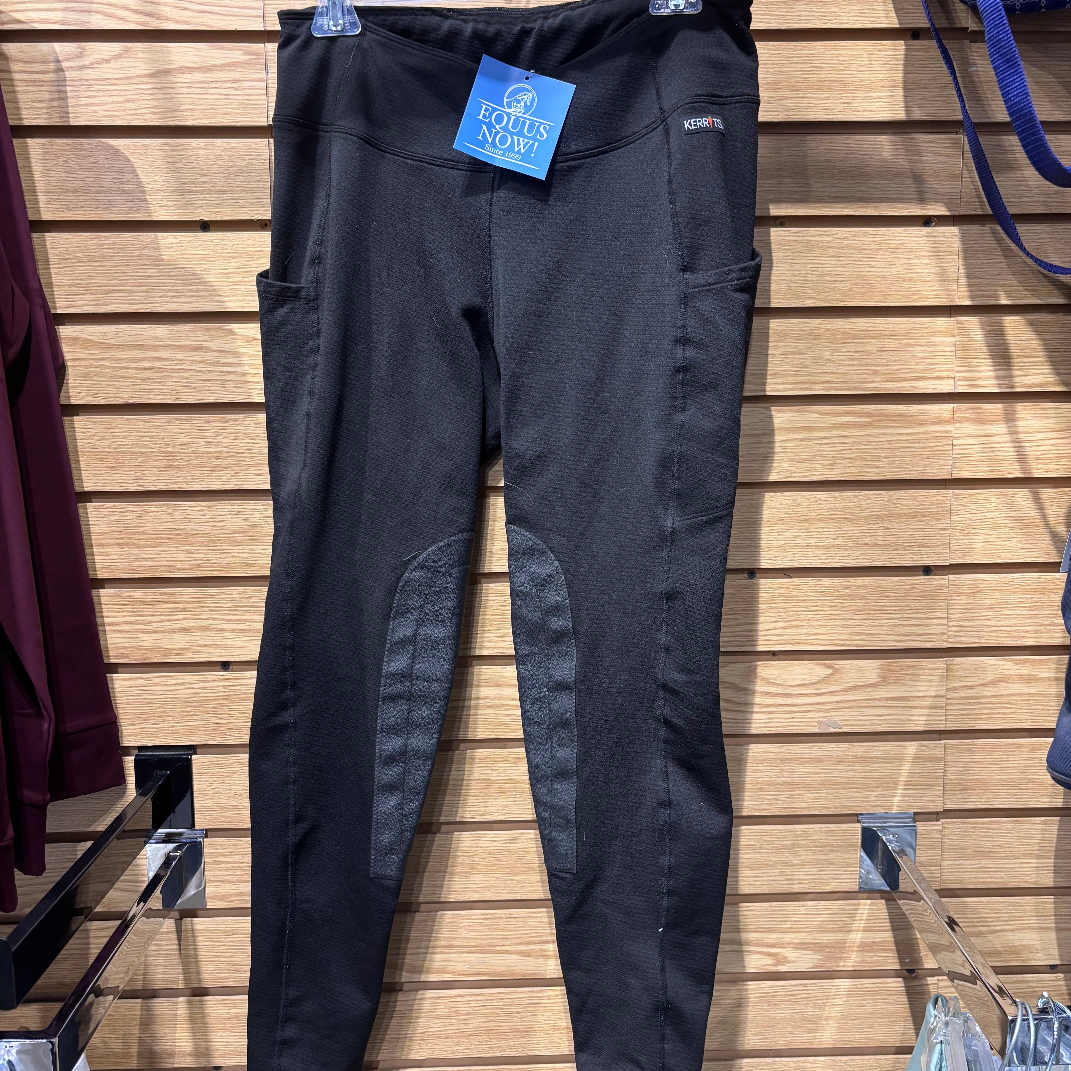 Used Large Black Kerrits Winter Riding Pants Knee Patch