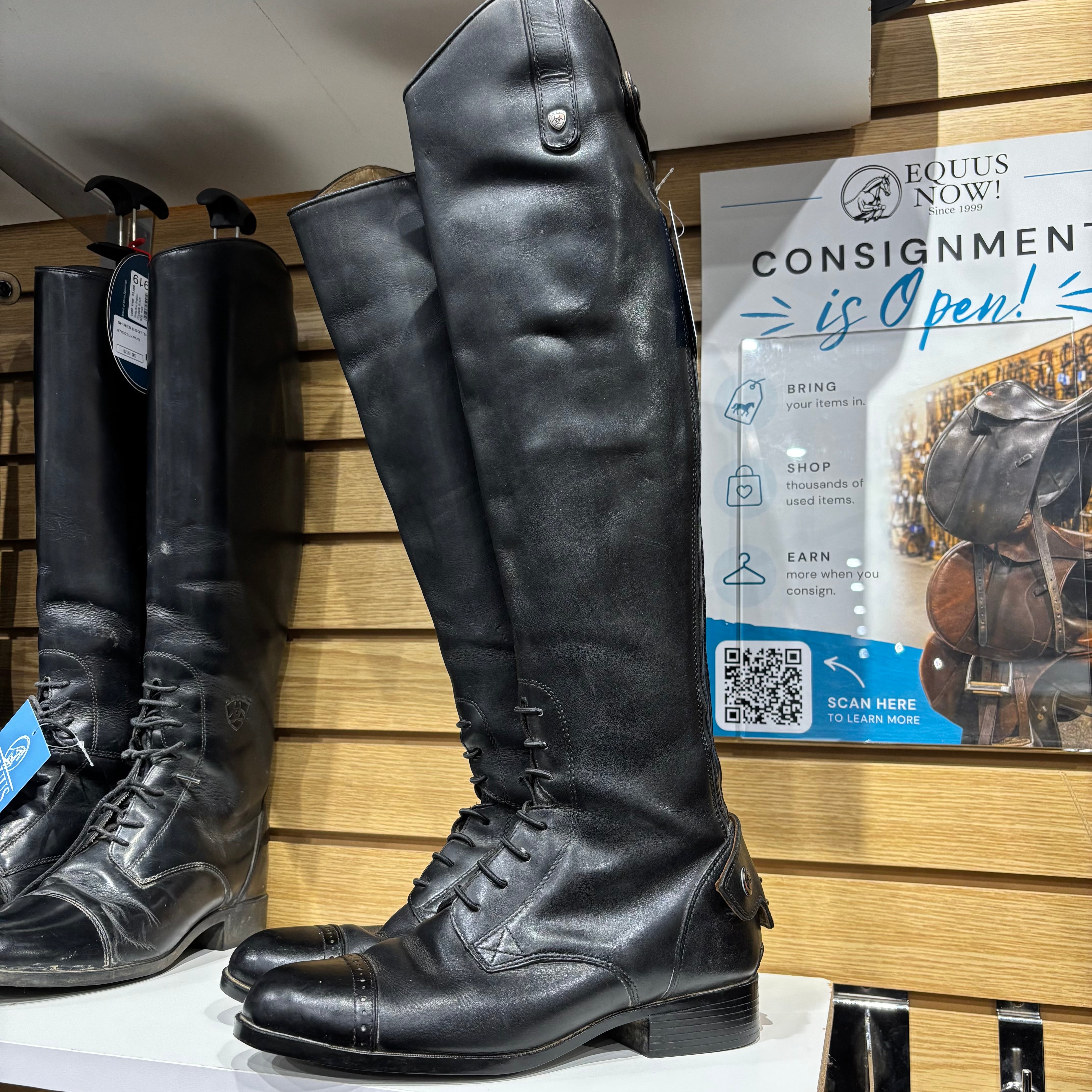 Used Ariat 7.5B Tall/Slim Black Field Boot
