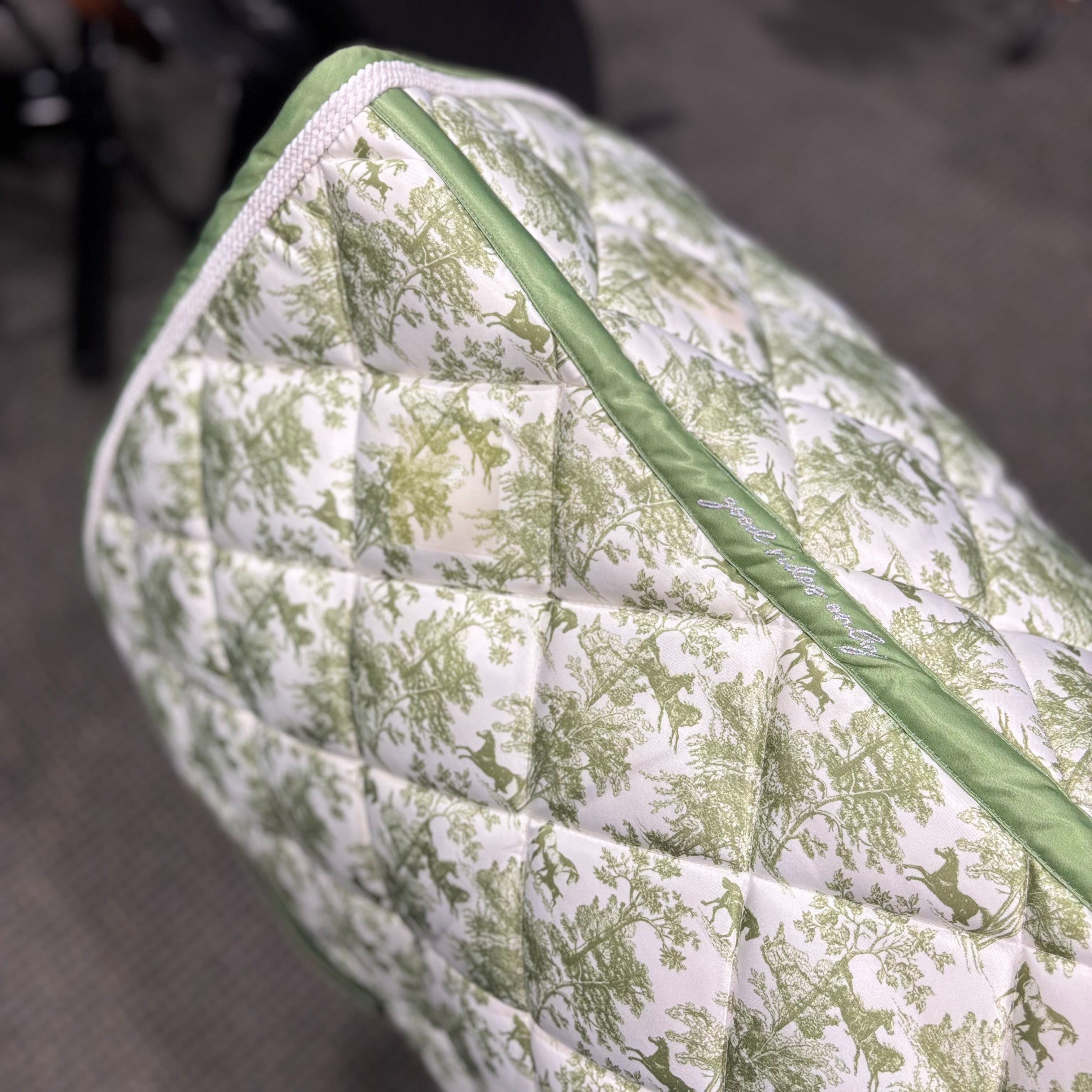 Used Full/Jump Dapple Bay Green Equestrian Toile Saddle Pad