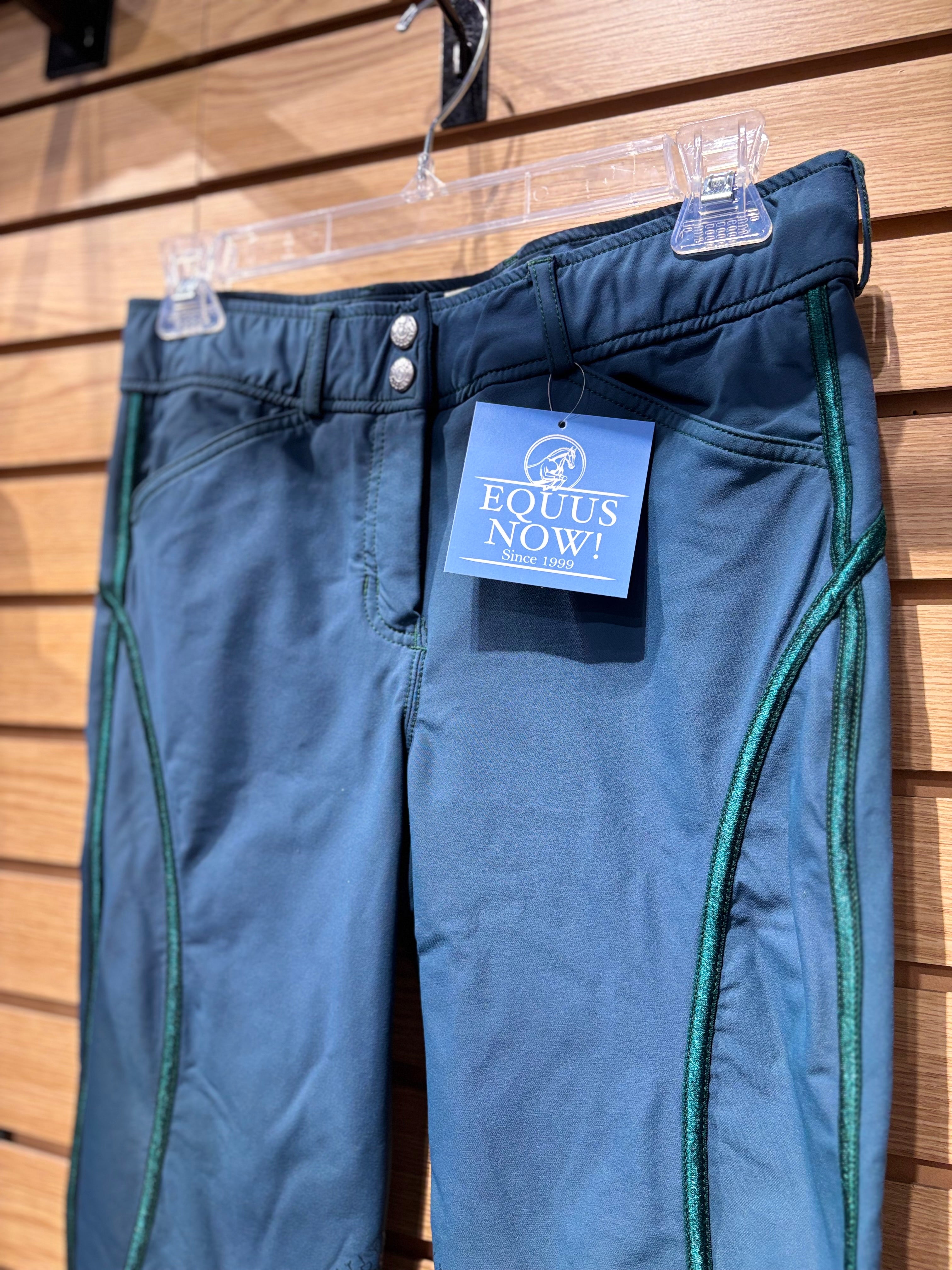 Used 28 Green Dover Saddlery Silicone Knee Patch Breeches