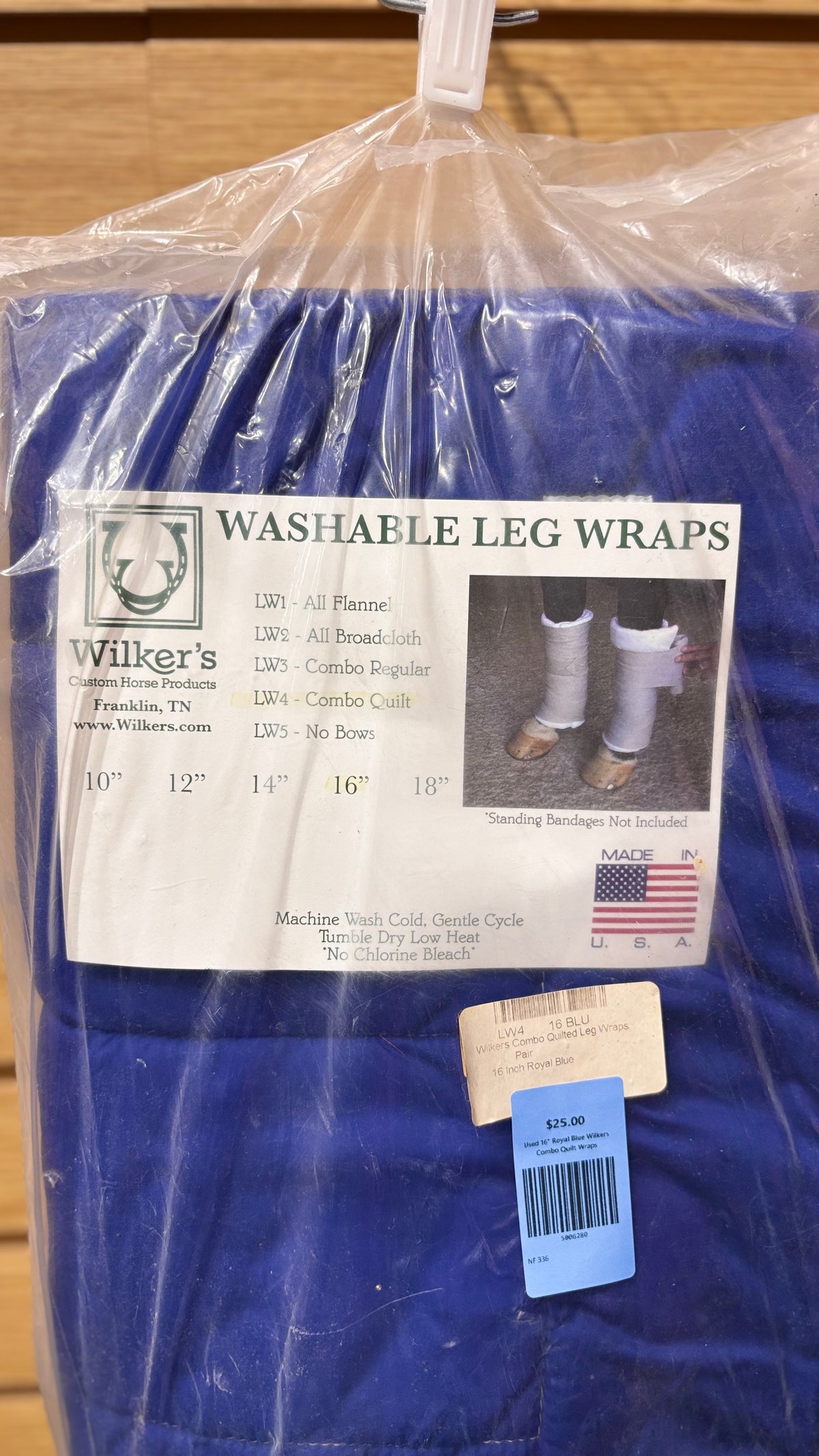 Used 16" Royal Blue Wilkers Combo Quilt Wraps