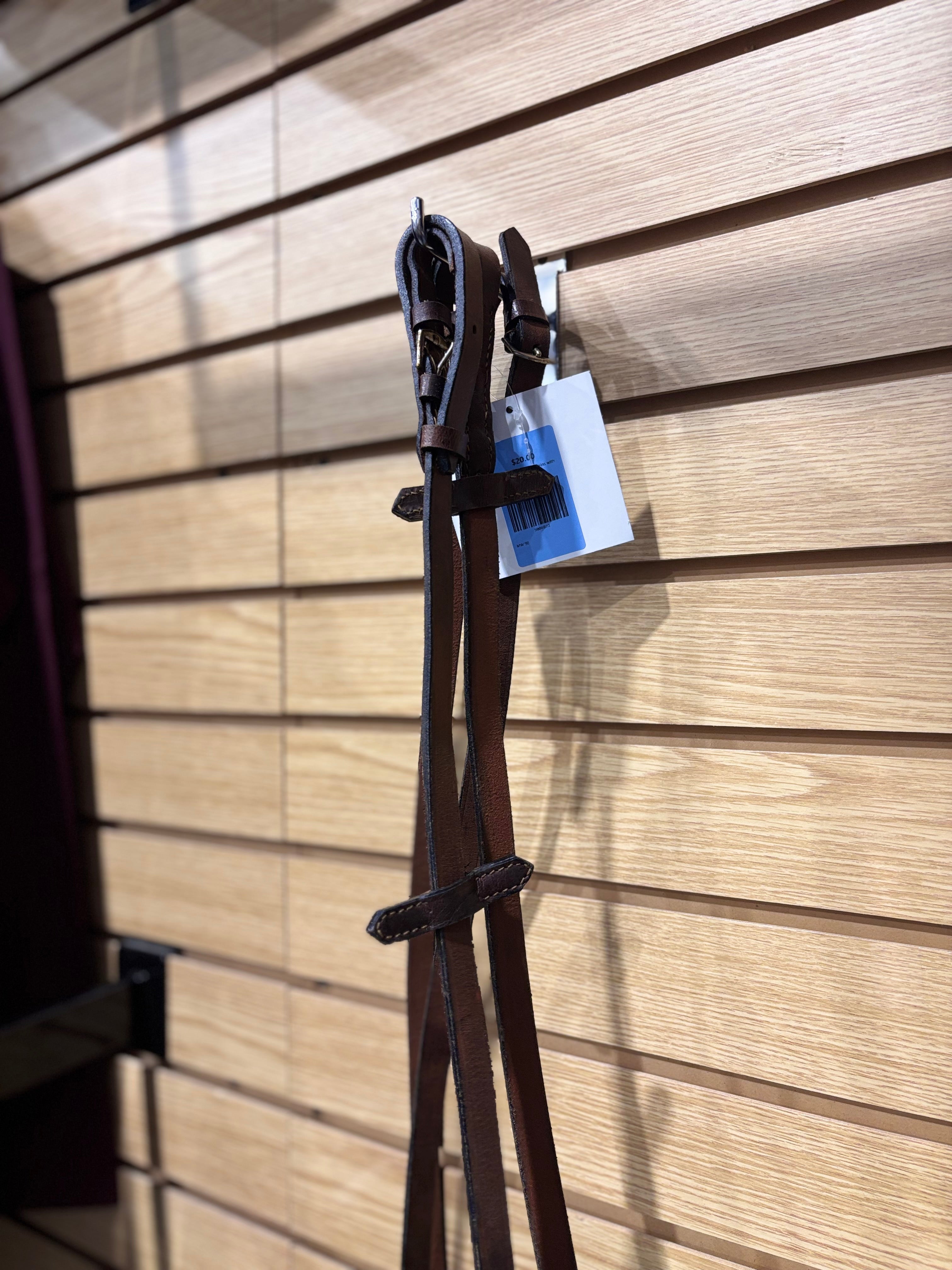 Used 54" Brown Flat Reins with Stoppers