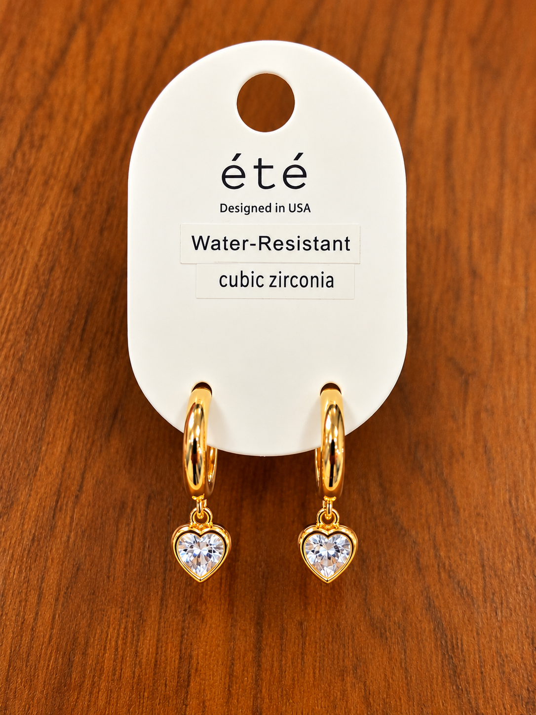 Ete Crystal Heart Hoop Post Earrings