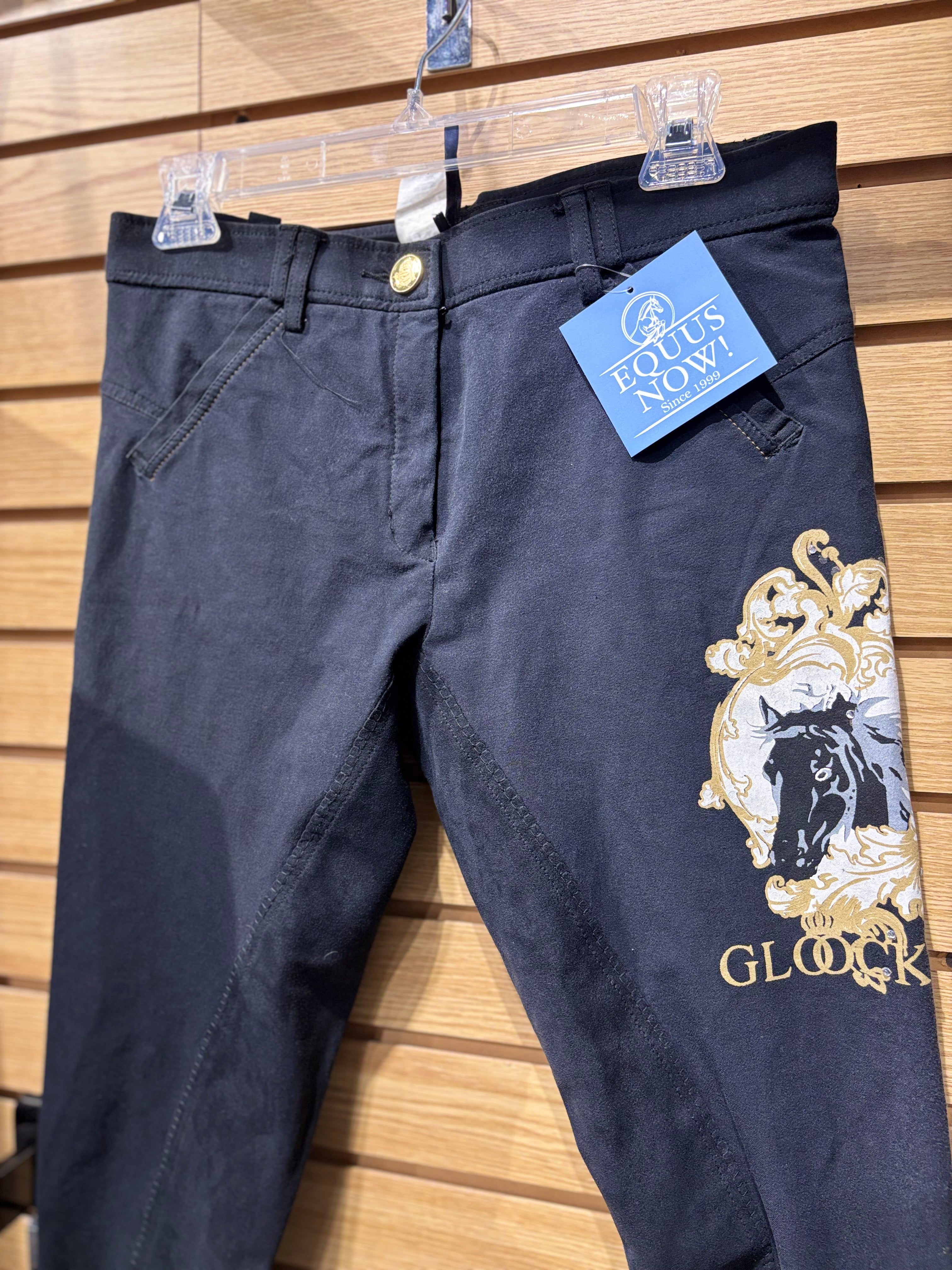 Used 28 Black Gloockler HKM Full Seat Breeches