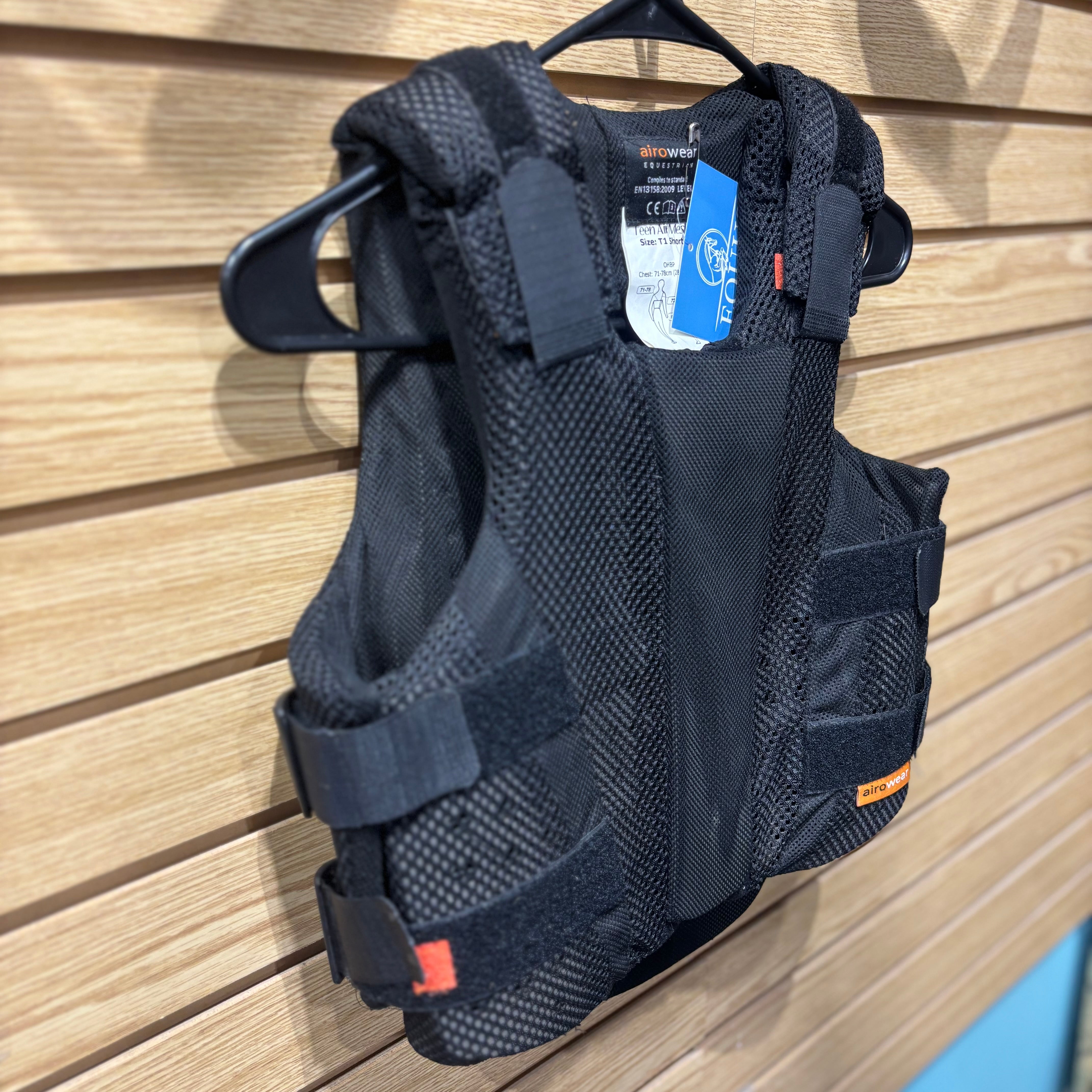 Used Black Airowear Equestrian Safety Vest T1 Short