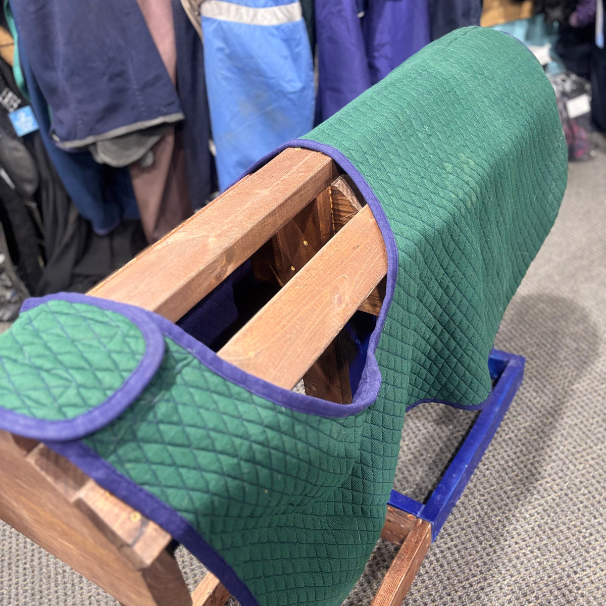 Used 57" Green/Navy Dover Saddlery Quilted Quarter Sheet