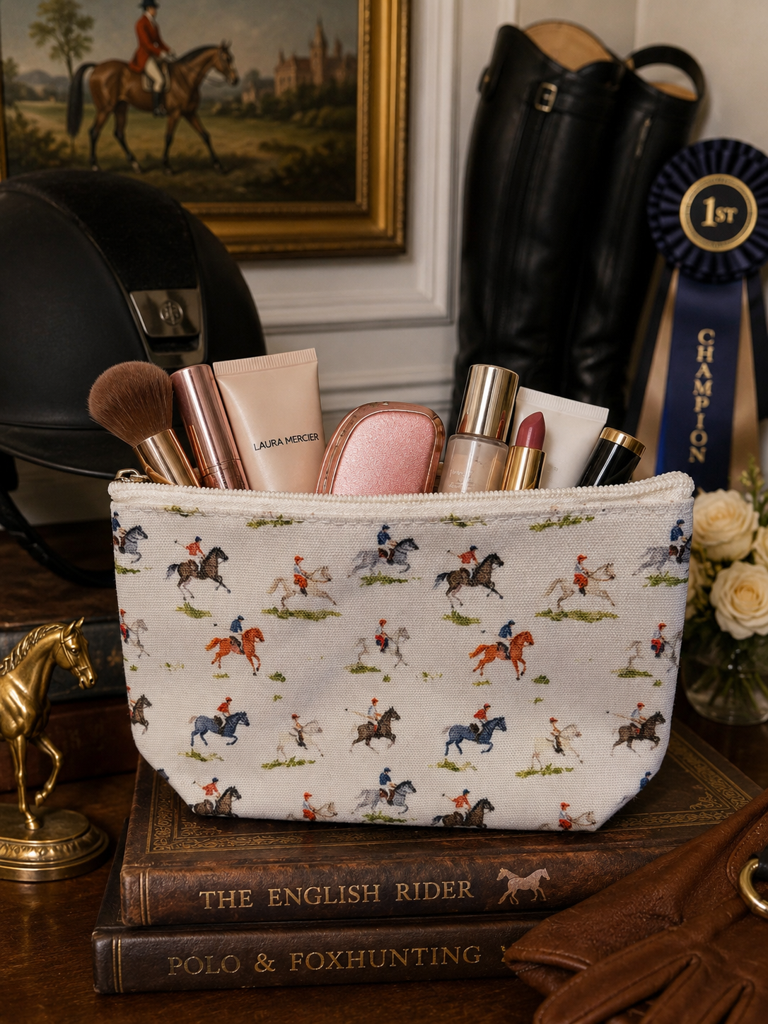 MakeUp Cosmetic Pouch Bag Sport Horse Print