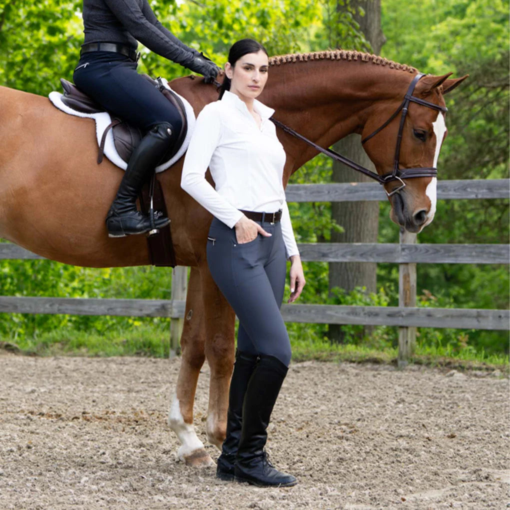 KL Select Gabrielle Knee Patch Breech - Slate